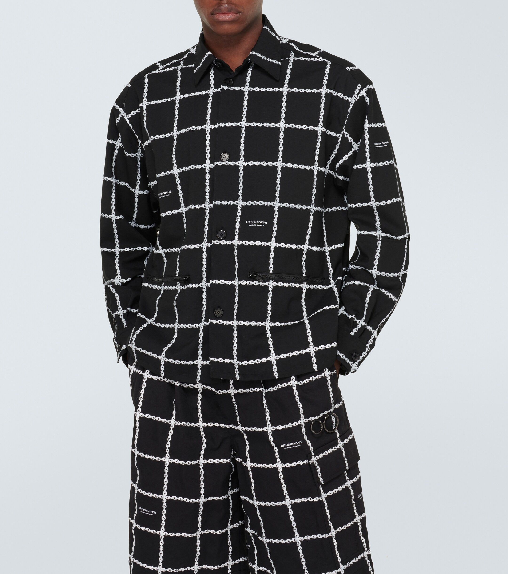 Undercover o1tko10326 Wool Chain Plaid Over Shirt in Black Size US XL / EU 56 / 4 - 6 Thumbnail