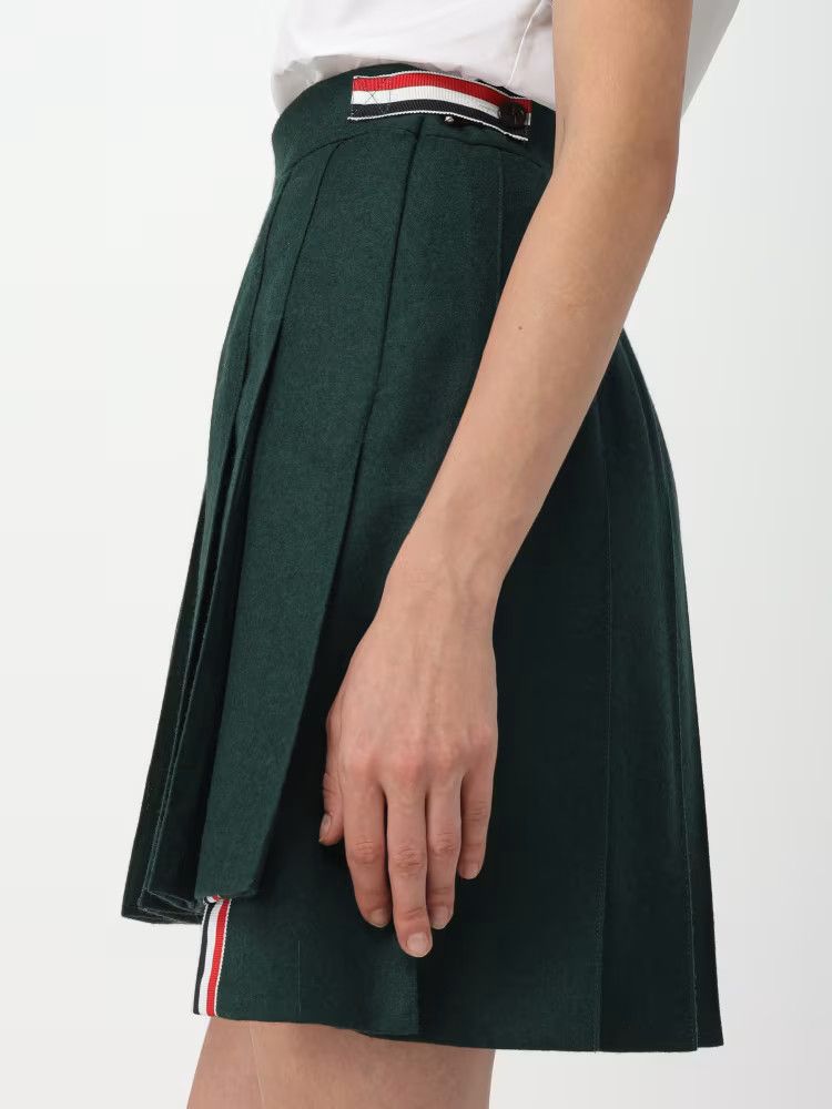Thom Browne o1s22i1n0924 Flannel Mini Pleated Skirt in Green Size 26" / US 2 / IT 38 - 5 Thumbnail