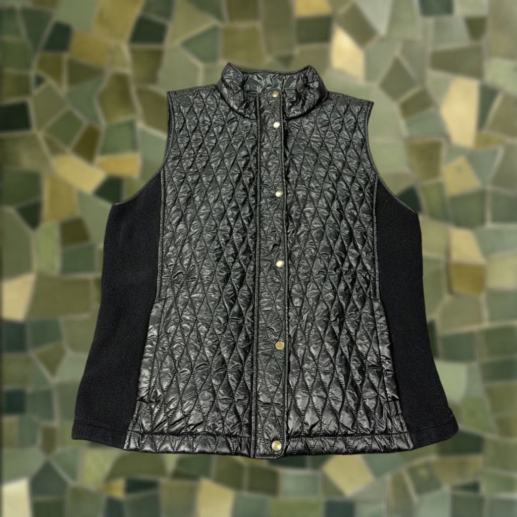 Talbots Talbots Vest Womens Large Black Quilted Puffer Snap Front Sweater Sides Casual Size L / US 10 / IT 46 - 1 Thumbnail