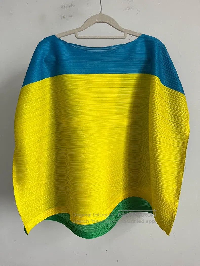 Issey Miyake Issey Miyake Blue Ruffled Short Sleeve Size L / US 10 / IT 46 - 2 Thumbnail