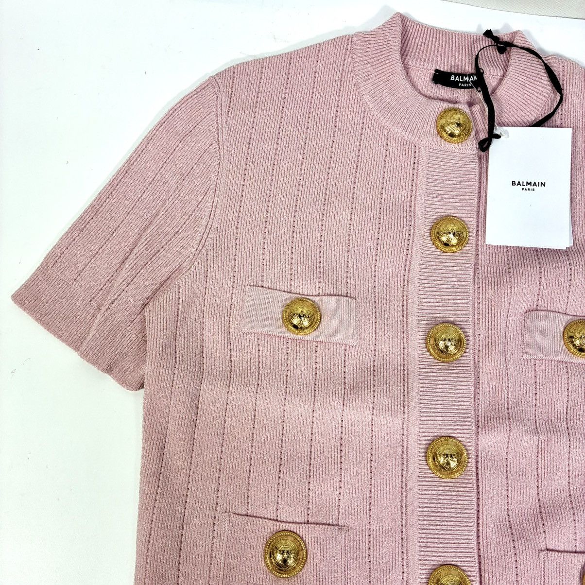 Balmain Balmain Knitted Four Pocket Short Sleeve Cardigan FR 40 Pink Size M / US 6-8 / IT 42-44 - 14 Thumbnail