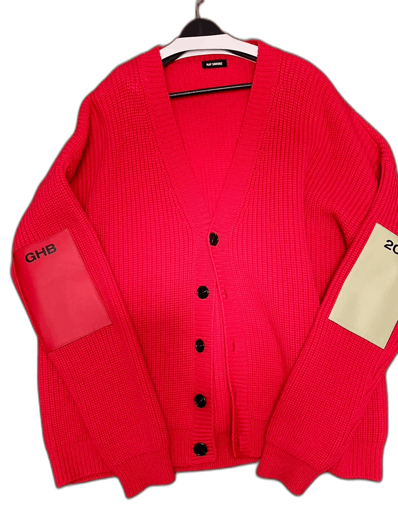 Raf Simons raf simons red wool cardigan with contrast sleeves Size US M / EU 48-50 / 2 - 1 Thumbnail