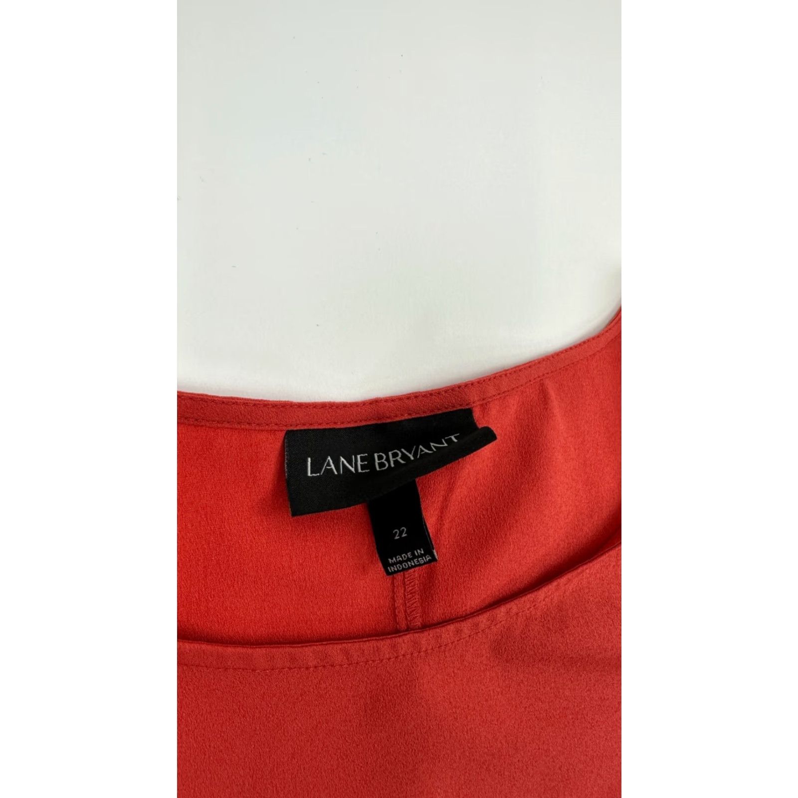 Vintage Lane Bryant Blouse Top Womens 22 Red Polyester Lightweight Flutter Sleeve Ruffle Crew Neck Casual Short Sleeve Pullover Size 3XL / US 20-22 - 3 Thumbnail