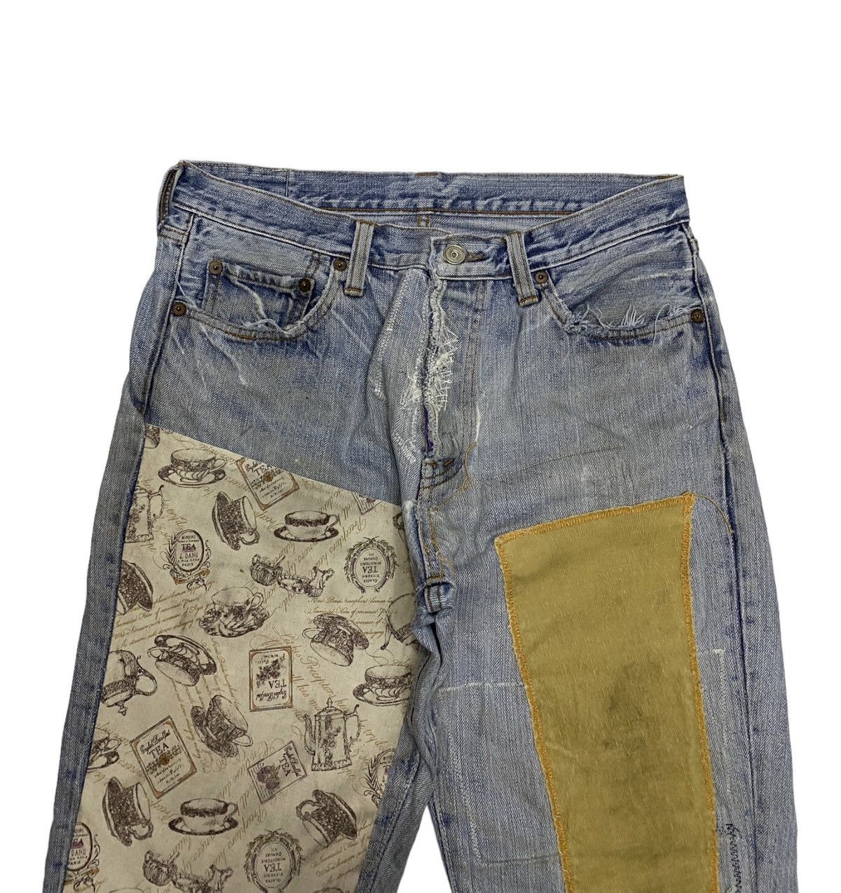 If Six Was Nine 🔥VINTAGE PATCHWORK DISTRESSED DENIM JEANS JOHN BULL KAPITAL Size US 30 / EU 46 - 8 Thumbnail