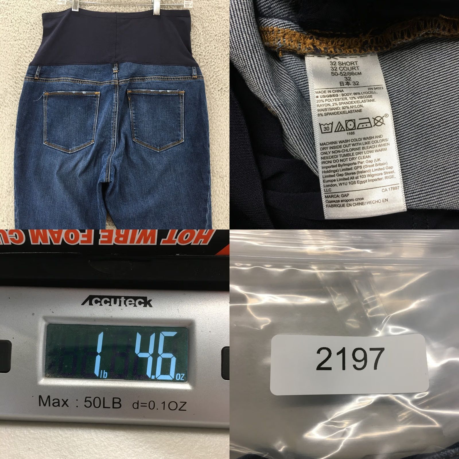 Gap Gap Maternity Jeans Womens 32 Blue Denim Mid Rise Over Bump Band Stretchable Jeans Size 24" / US 00 / IT 34 - 9 Thumbnail