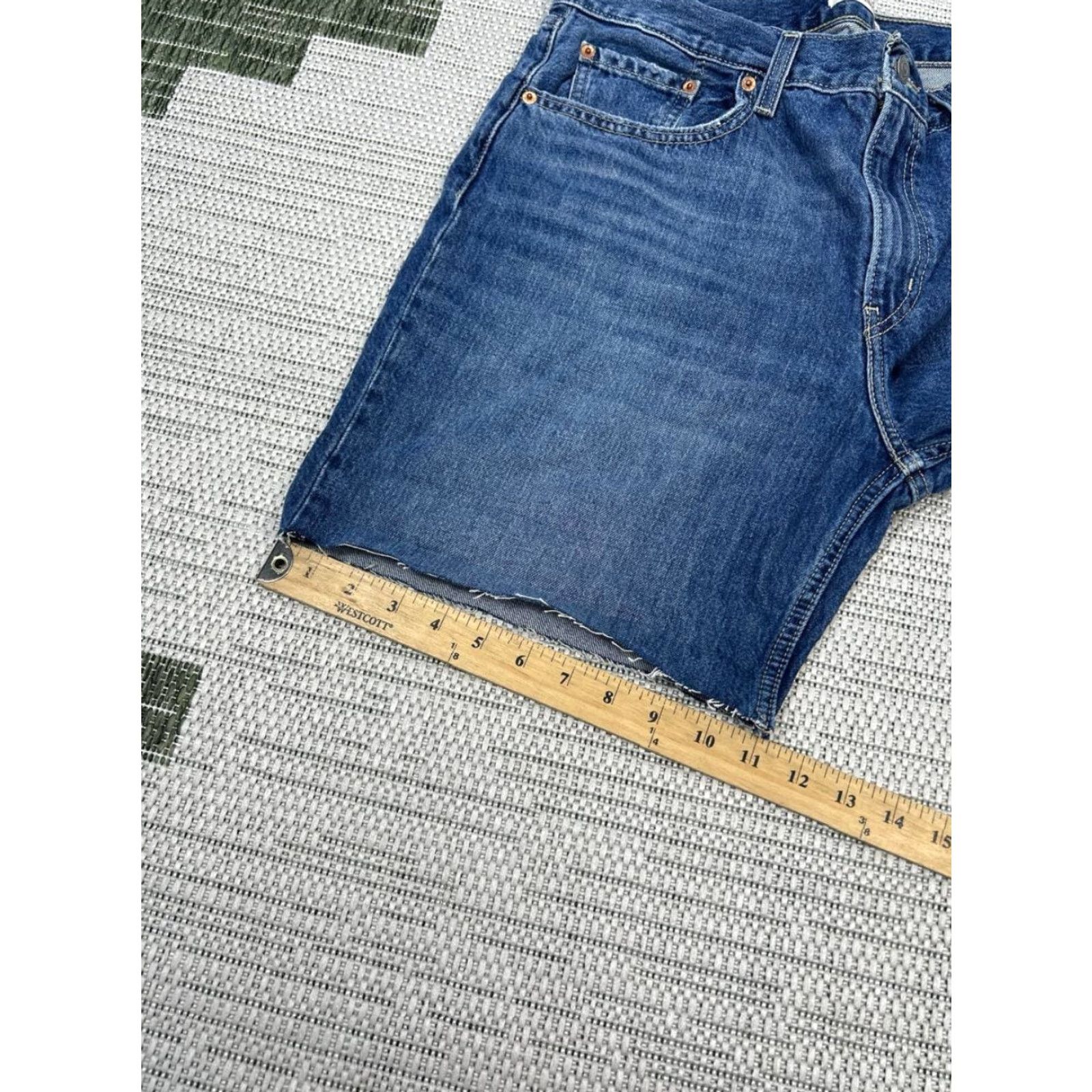 Levi's VINTAGE Levis Low Pro Straight Shorts Womens 32 Blue Whiskered Denim Cotton Mid Rise Size 24" / US 00 / IT 34 - 7 Thumbnail