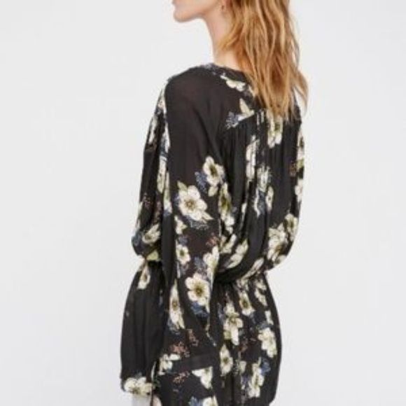 Free People Free People Tucson Dreams Floral Black Tunic Top Size S / US 4 / IT 40 - 5 Thumbnail