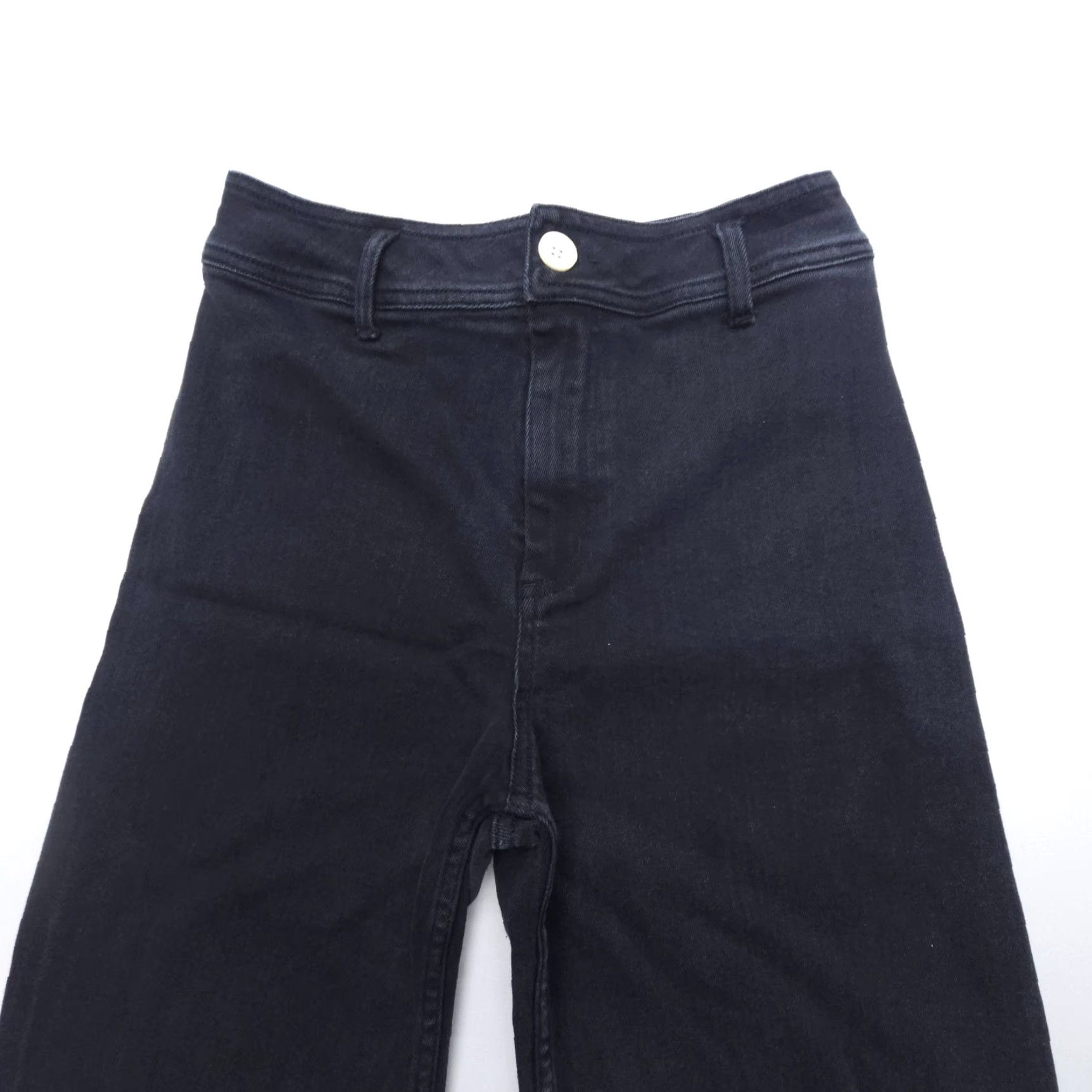 Vintage Miou Muse Jeans Womens Large Black Ankle Wide-Leg Frayed Hem High Rise Boho Summer Fall Winter Spring Casual Size 36" / US 14 / IT 50 - 4 Thumbnail