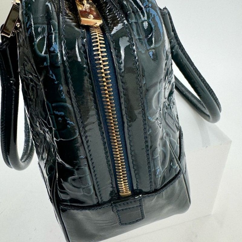 Gucci Gucci Vintage Green Blue Black Leather top handle bag Size ONE SIZE - 4 Thumbnail