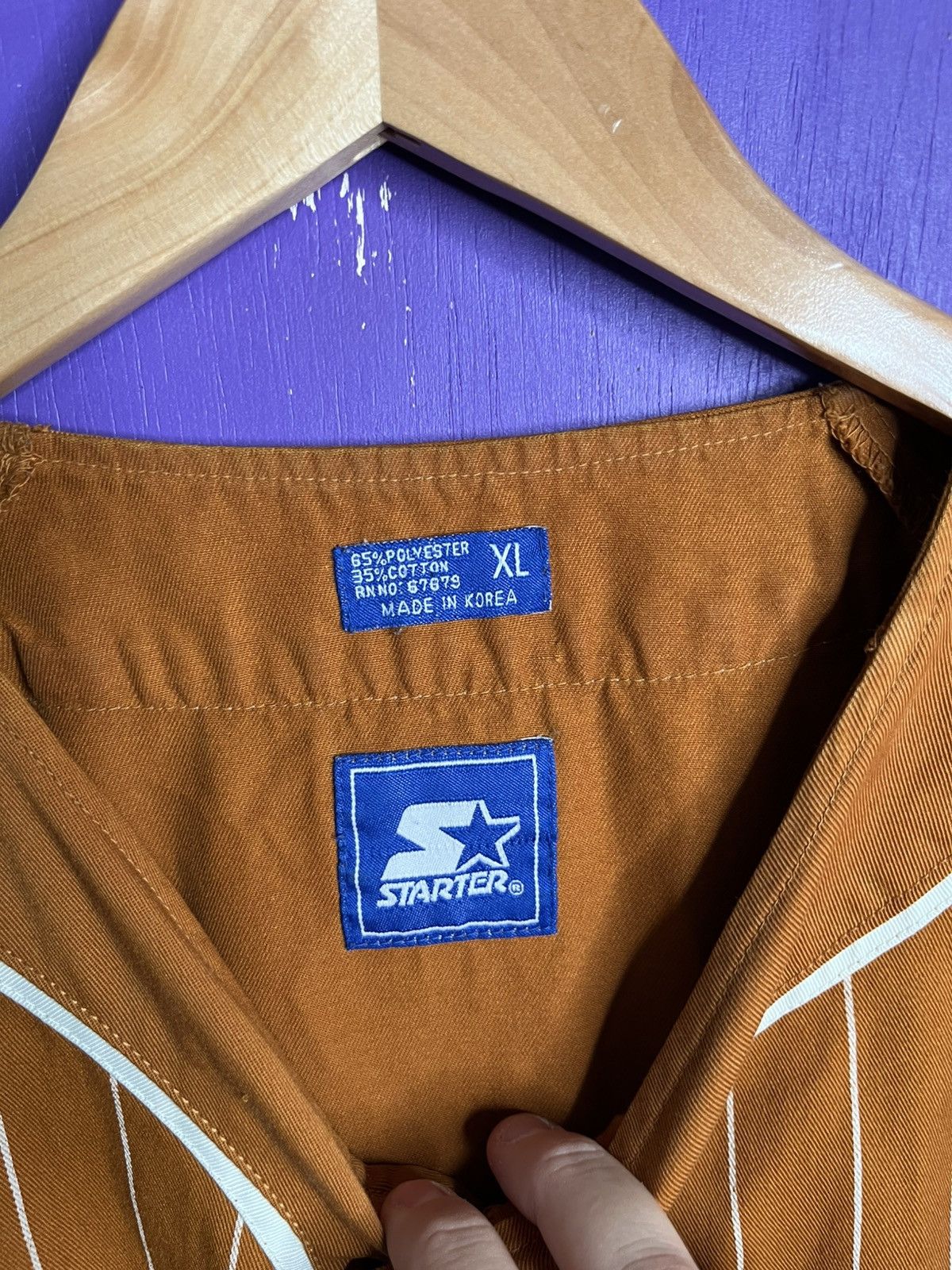 Starter × Vintage Vintage 90s Starter Texas longhorns pinstripe jersey Size US XL / EU 56 / 4 - 4 Thumbnail