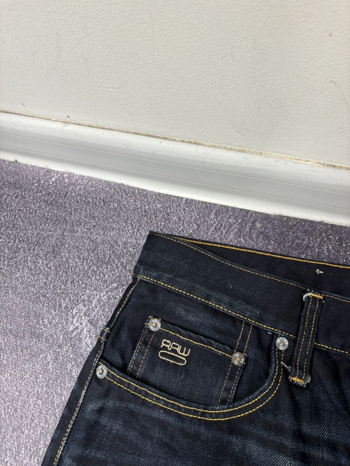 G-Star Vintage G-Star Raw Avant Garde Hype Navy Denim Biker Jeans Size US 33 - 11 Thumbnail