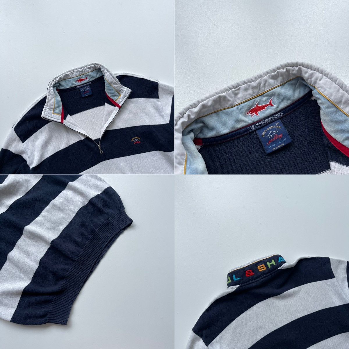 Paul & Shark × Vintage Paul & Shark Yachting Watershed Blue Denim Half Zip Sweater Size US XXL / EU 58 / 5 - 6 Thumbnail