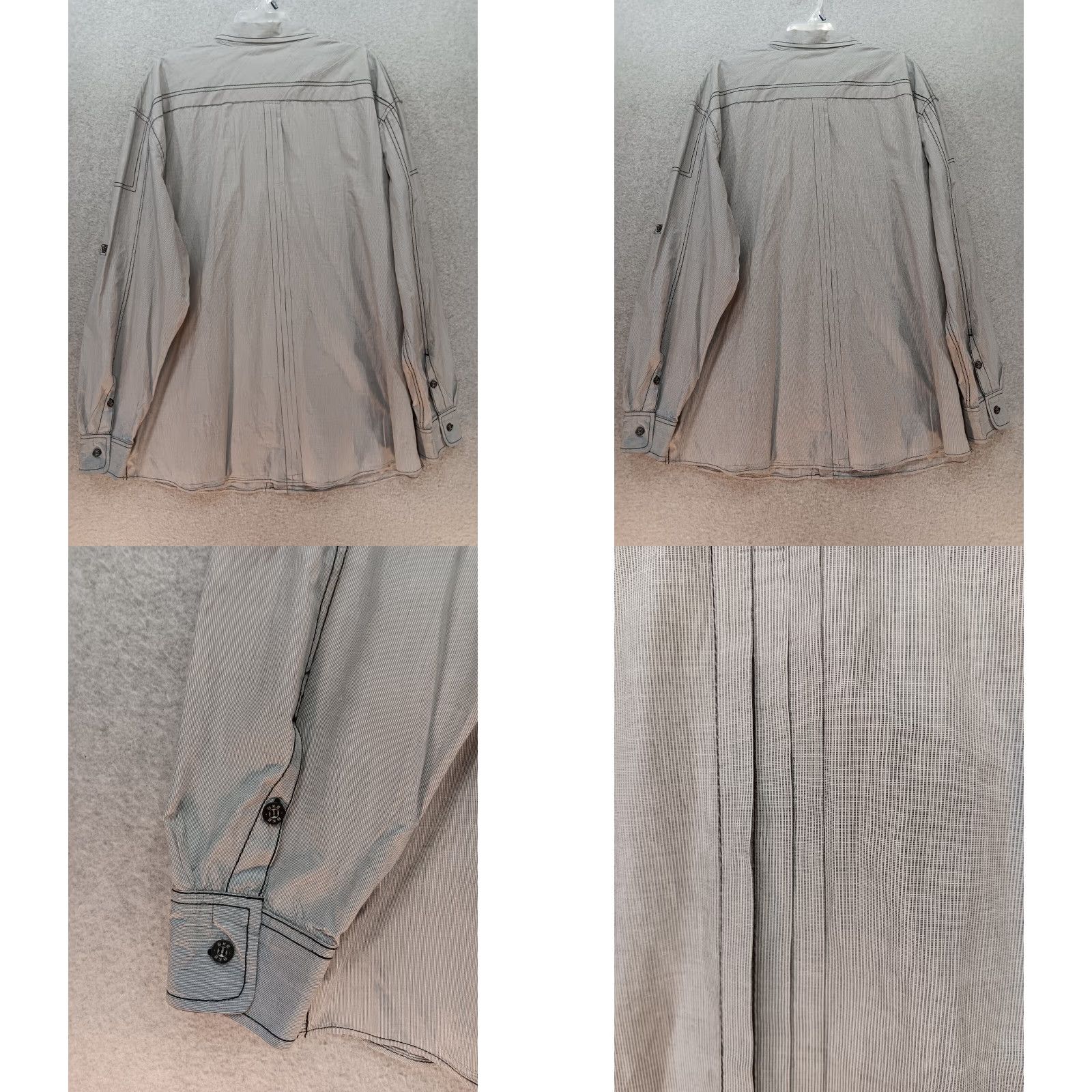 Vintage BKE Shirt Mens 3XL Gray Button Up Athletic Fit Long Sleeves 100% Cotton Western Size US XXL / EU 58 / 5 - 8 Thumbnail