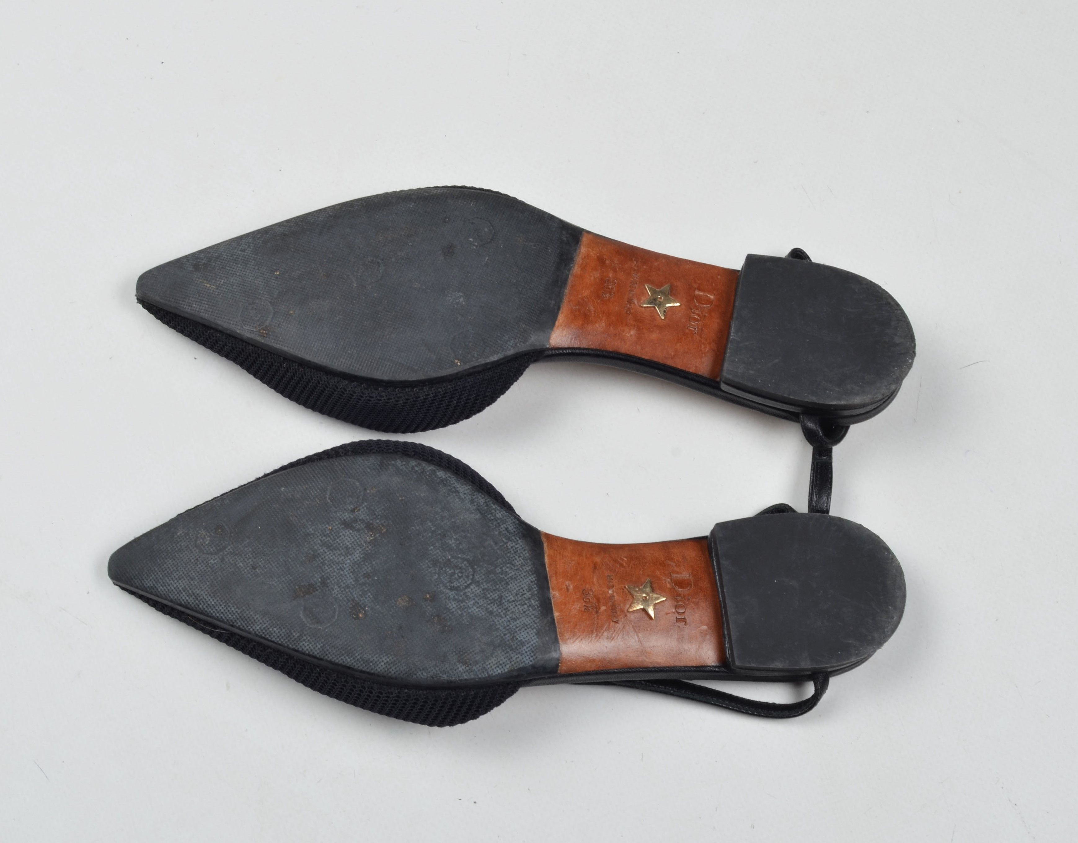 Dior Dior Black Canvas J'Adior Pointed Toe Flats Sandals Size US 6.5 / IT 36.5 - 6 Thumbnail