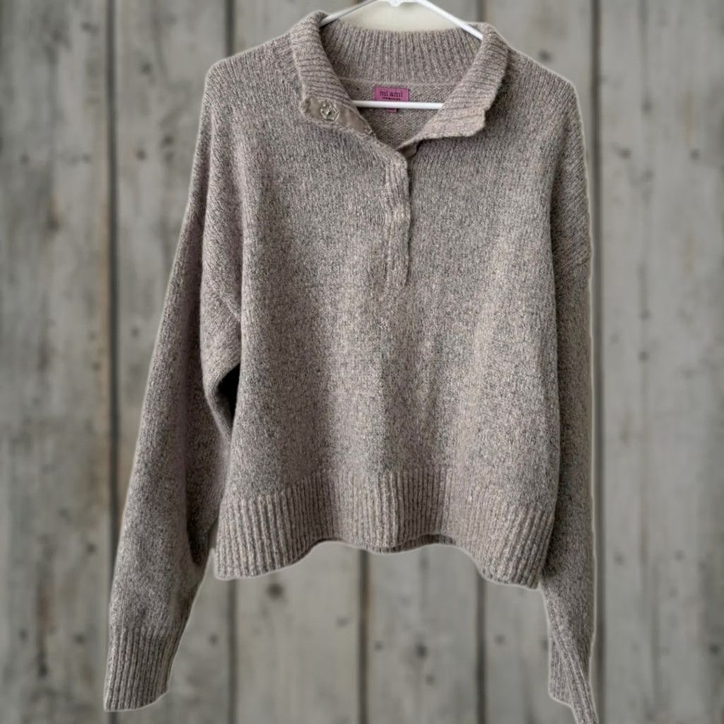 Vintage Francesca's Mi Ami Marled Knit Hannah Snap Button Collar Pullover Sweater XL Pink Womens Size XL / US 12-14 / IT 48-50 - 1 Thumbnail