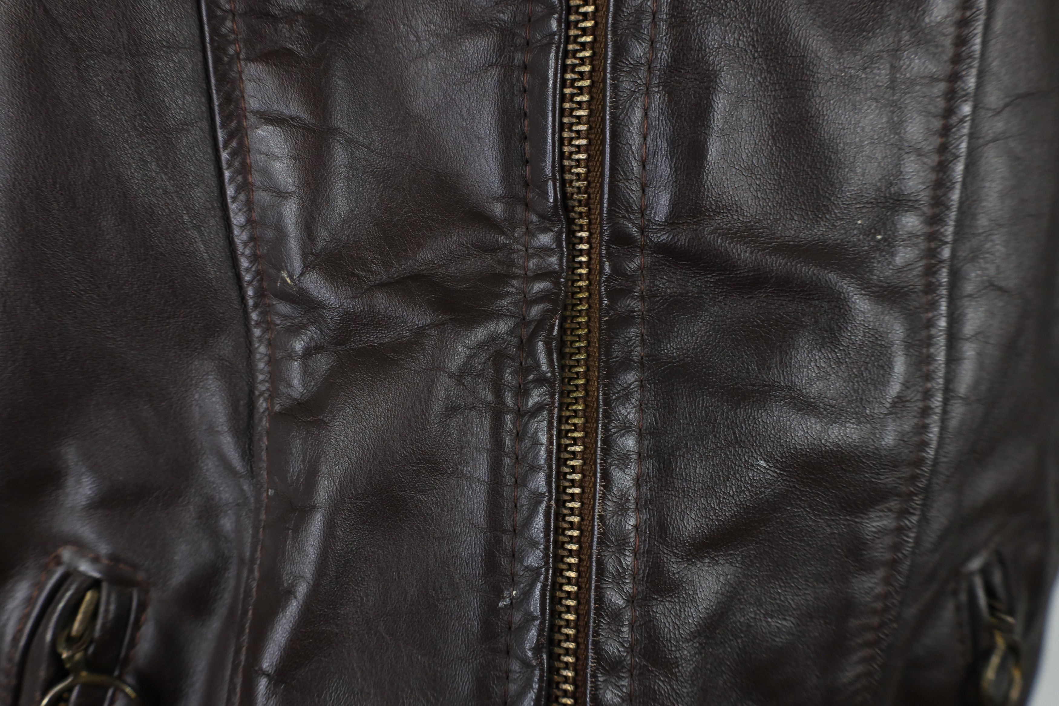 Vintage Vintage 60s Lined Leather Buckle Back Racer Jacket Brown USA Size M / US 6-8 / IT 42-44 - 4 Thumbnail