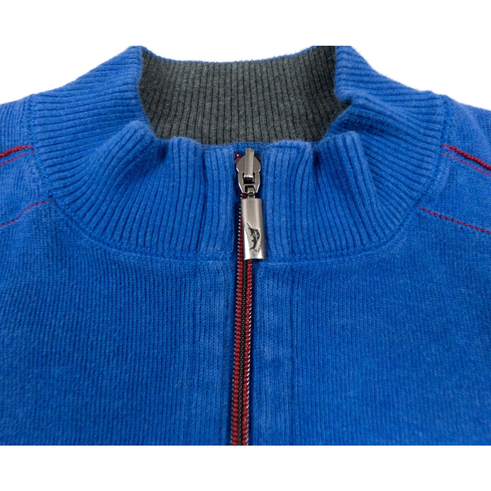 Tommy Bahama Tommy Bahama Mens Sweater Medium Reversible 1/4 Zip Pullover Blue Gray Solid Preppy Size US M / EU 48-50 / 2 - 3 Thumbnail