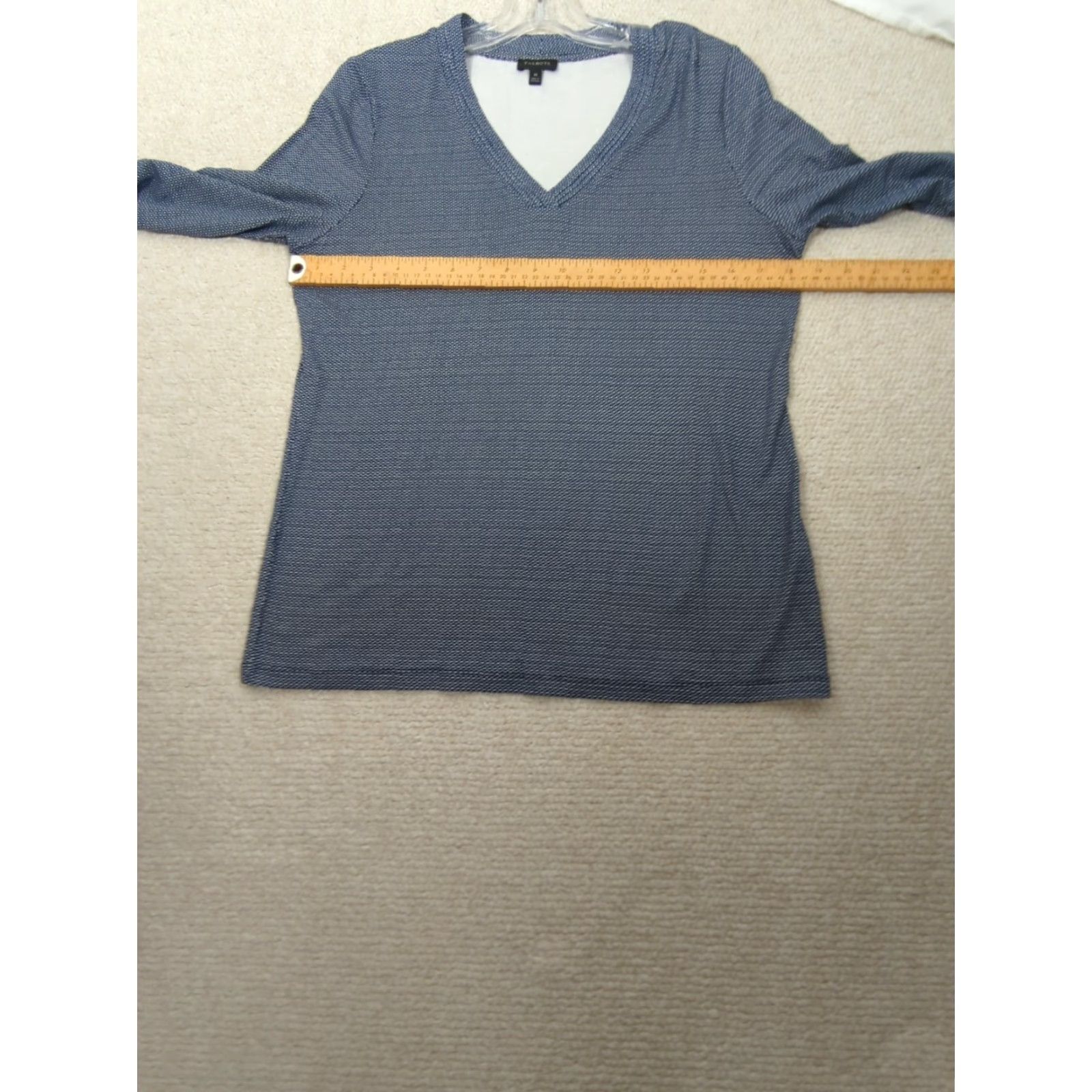 Talbots Talbots Blouse Women's Medium Navy Geometric V-Neck 3/4 Sleeve Shirt Casual Pullover Top Size M / US 6-8 / IT 42-44 - 6 Thumbnail