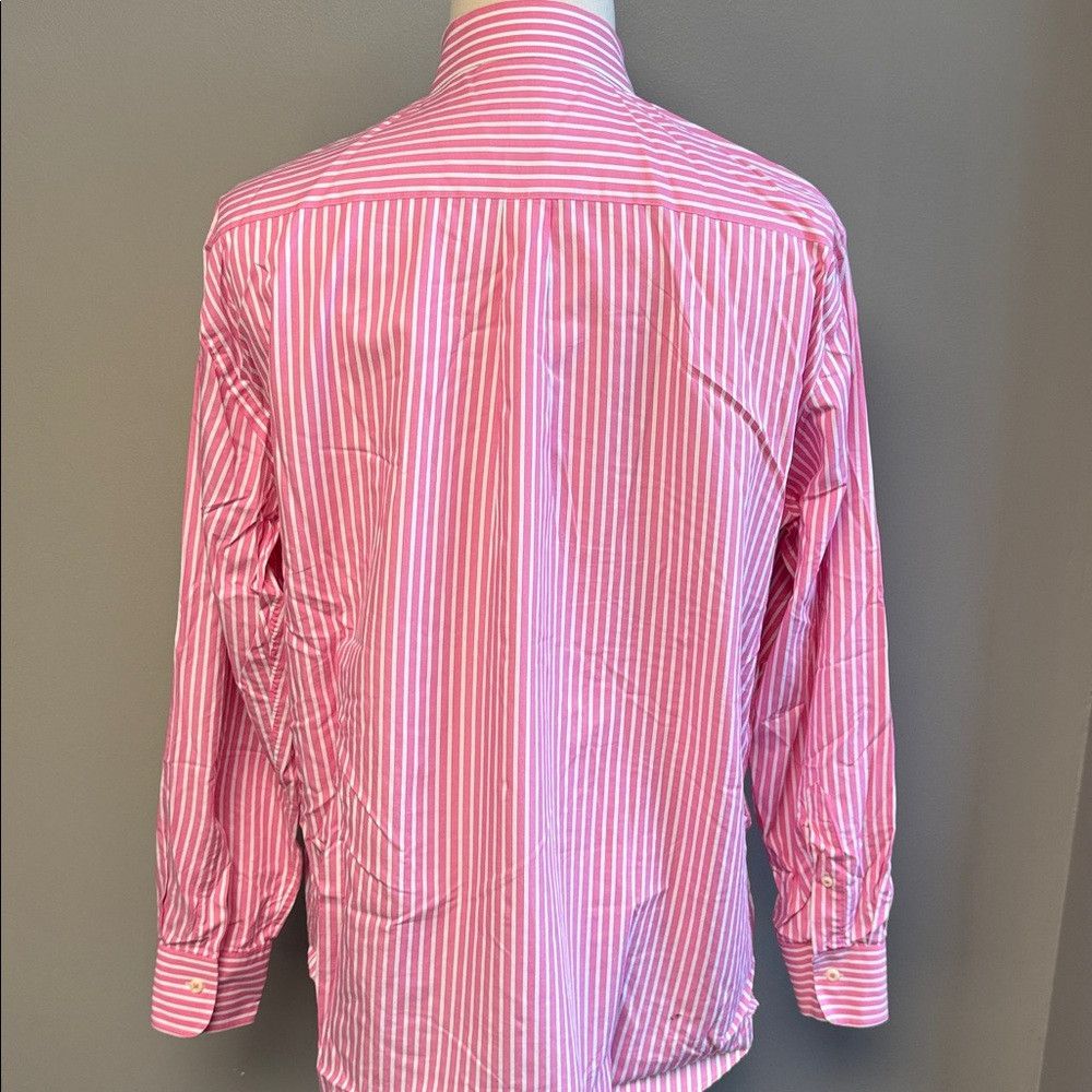 Peter Millar Peter Millar Pink White Stripe Button Down Shirt XL 100% Co Size US XL / EU 56 / 4 - 5 Thumbnail