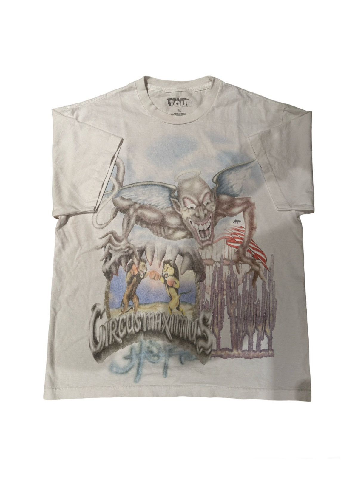 image of Travis Scott Circus Maximus Tour T-Shirt in White, Men's (Size Large)