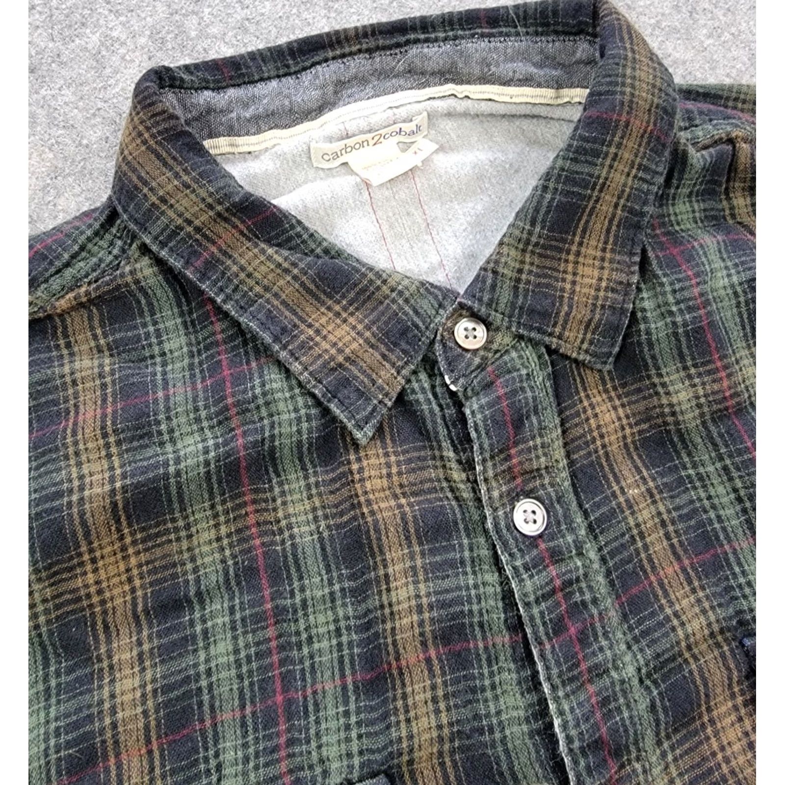 Carbon2Cobalt Carbon 2 Cobalt Shirt Mens XL Green Black Red Plaid Long Sleeve Button Up Casual Size US XL / EU 56 / 4 - 2 Thumbnail