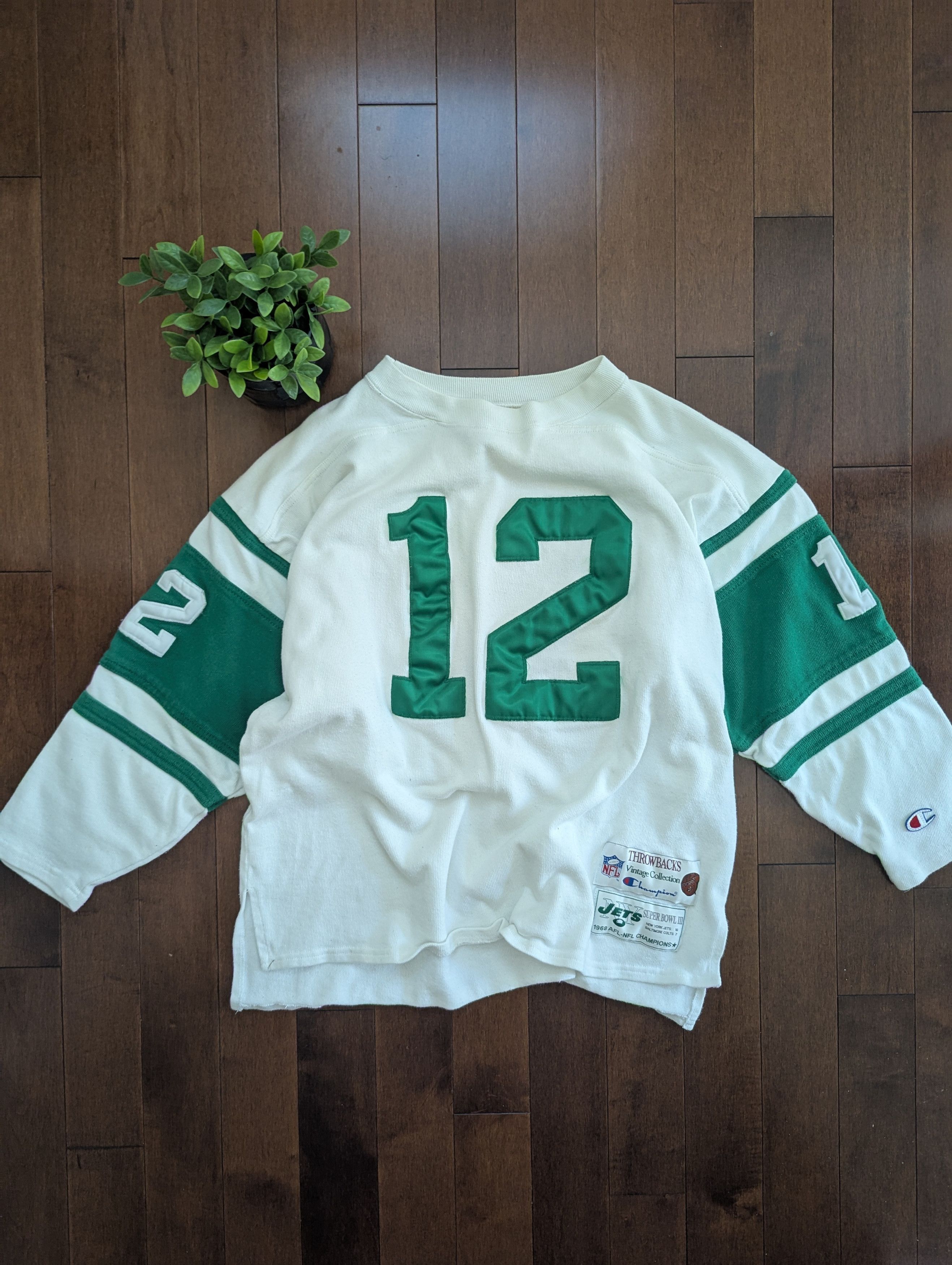 NEW YORK JETS JOE NAMATH VINTAGE CHAMPION SWEATER JERSEY - Main Image