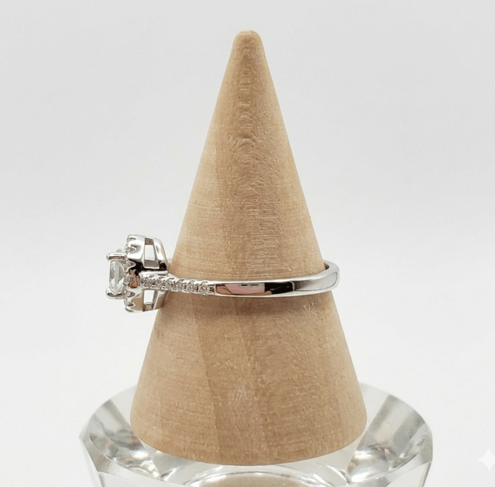 Other RYZE Size 7 Ring 925 Sterling Silver Cubic Zirconia Halo Size ONE SIZE - 3 Thumbnail