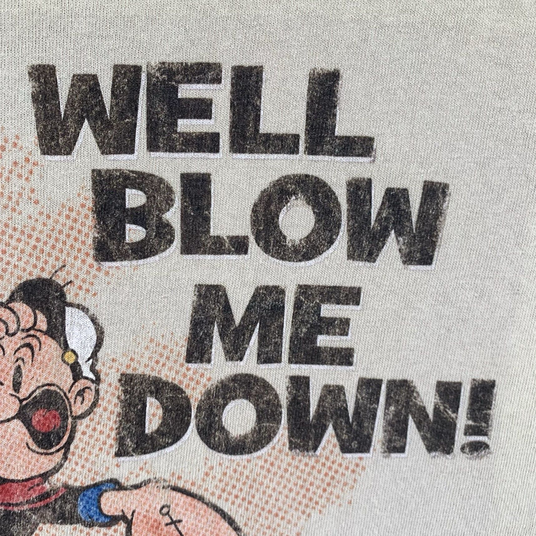 Delta Popeye Blow Me Down T-Shirt Mens XL Beige Graphic Print Comics Tee 2012 Size US XL / EU 56 / 4 - 4 Thumbnail
