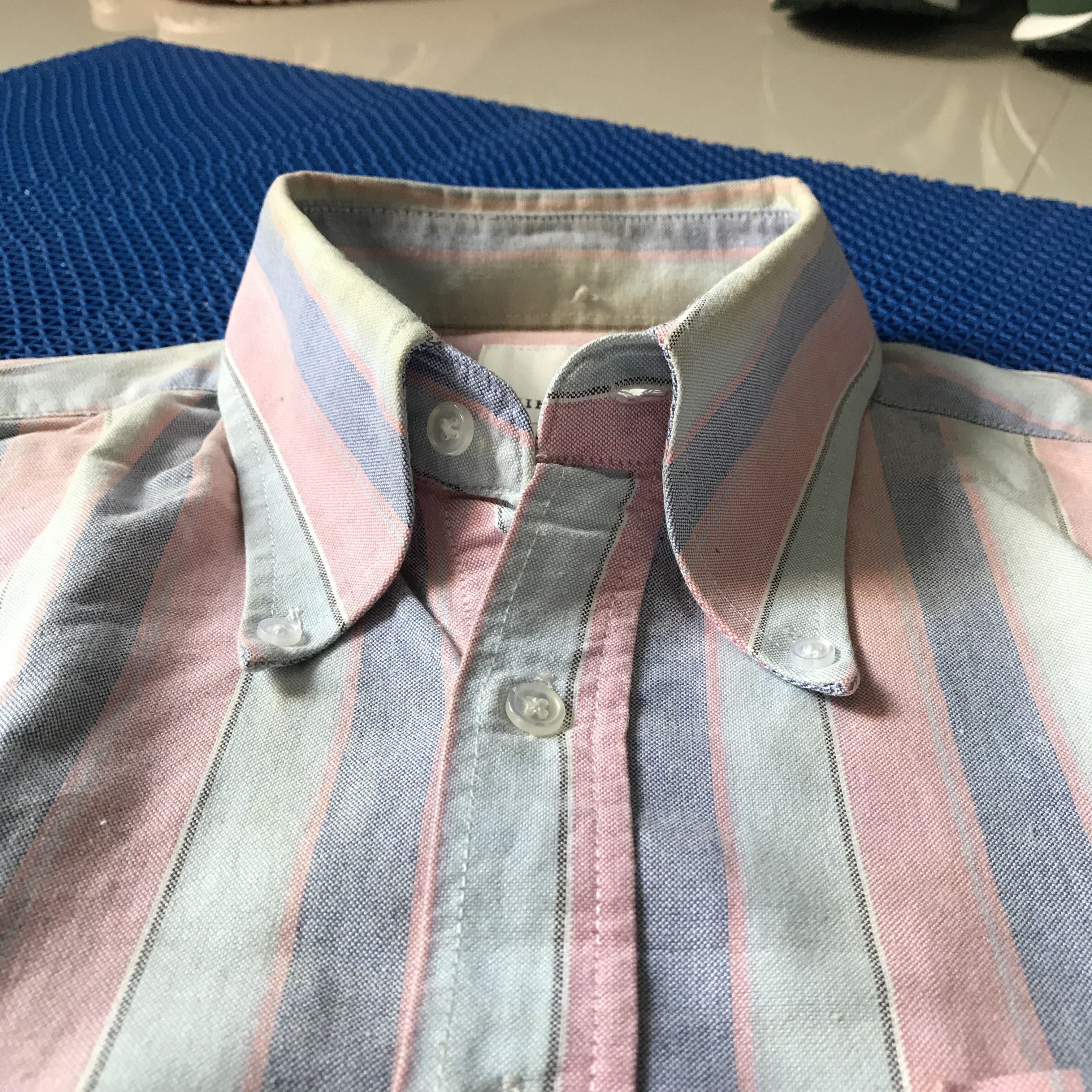 Designer × New England Shirt Company × Vintage Mikkel Rude OXFORD Candy stripes wine with thin navy white Size US M / EU 48-50 / 2 - 14 Thumbnail
