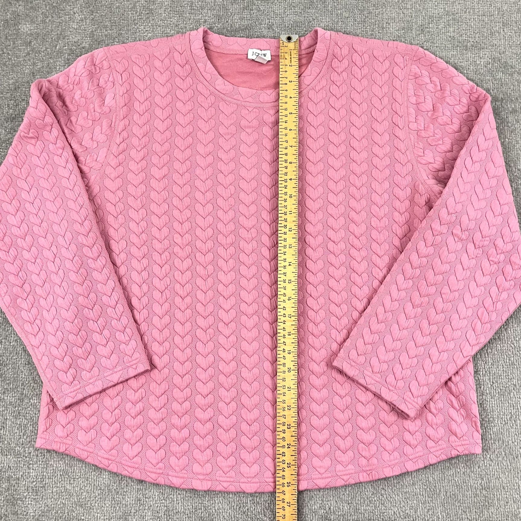 J.Crew J.CREW Sweatshirt Womens XL Pink Quilted Hearts Pullover Crewneck Valentines Size XL / US 12-14 / IT 48-50 - 3 Thumbnail