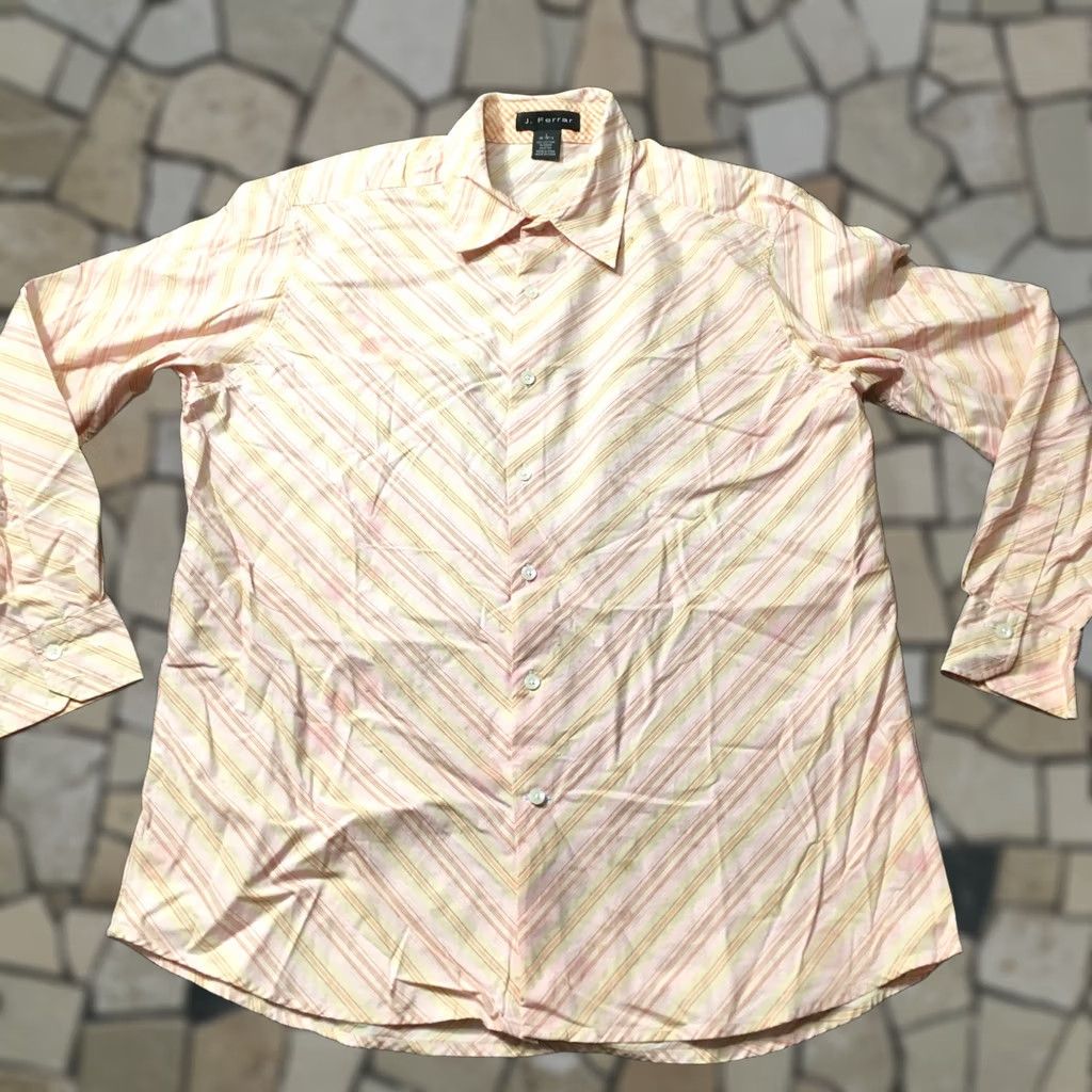 Vintage J. Ferrar size L Slim 16-16.5 neck Dress Shirt JF MICRO STAINS Size 42R - 1 Thumbnail