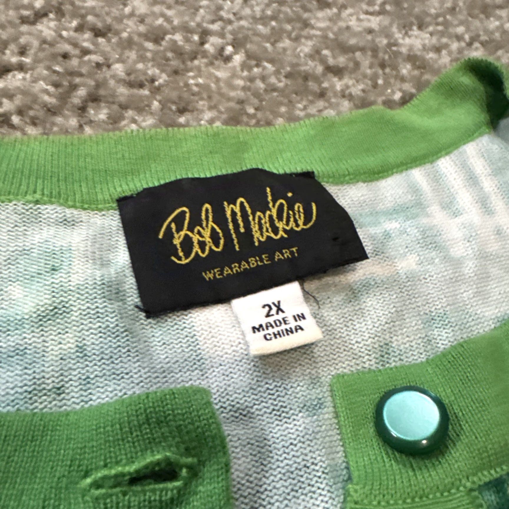 Bob Mackie VINTAGE Bob Mackie Wearable Art Green Patchwork Style Cardigan 2XL Women Cotton Sweater Art Womens Size XXL / US 16-18 / IT 52-54 - 4 Thumbnail