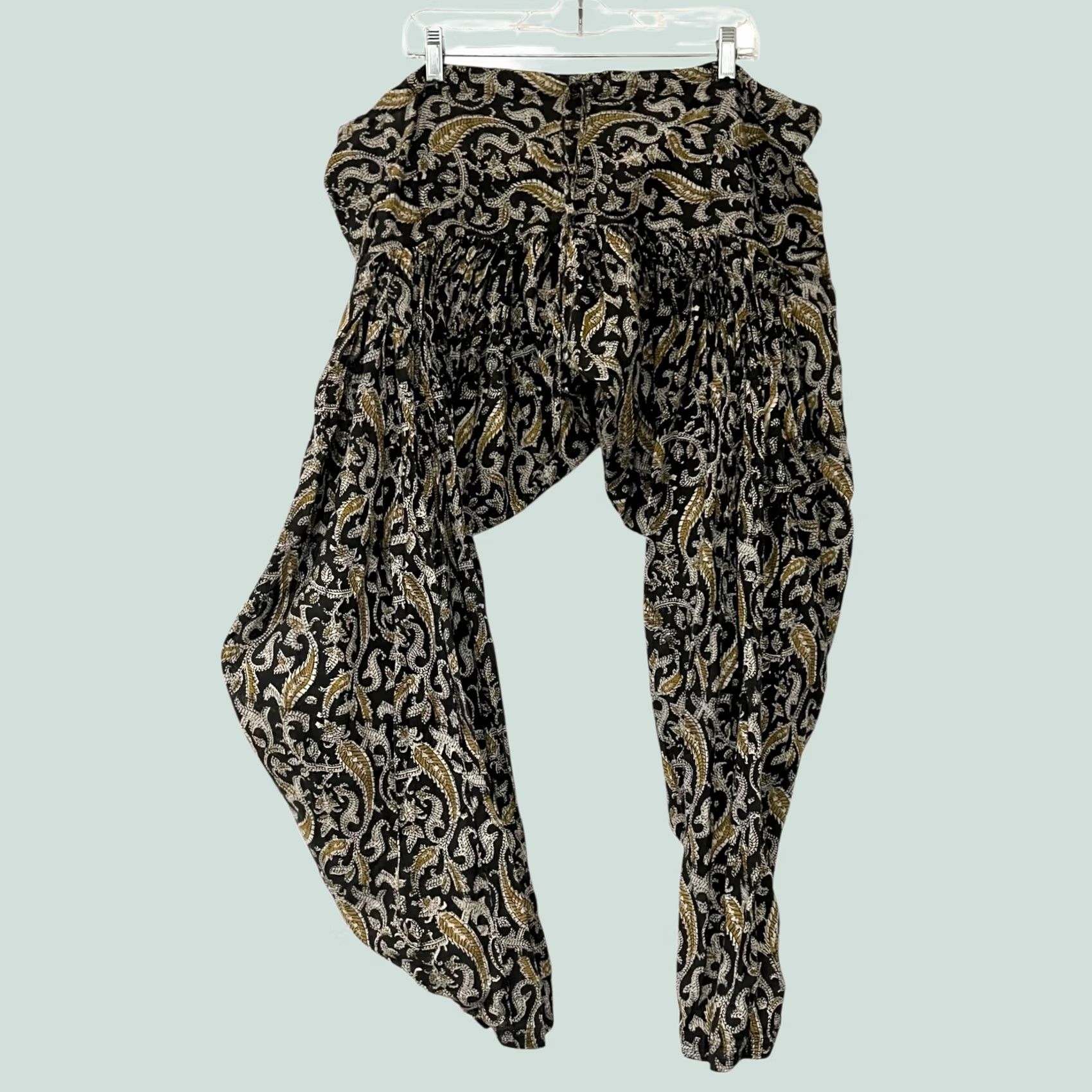 HARE Fabindia Women’s Harem Pants Cotton Printed Kalamkari Salwar Yoga Drawstring M Size 32" / US 10 / IT 46 - 1 Thumbnail