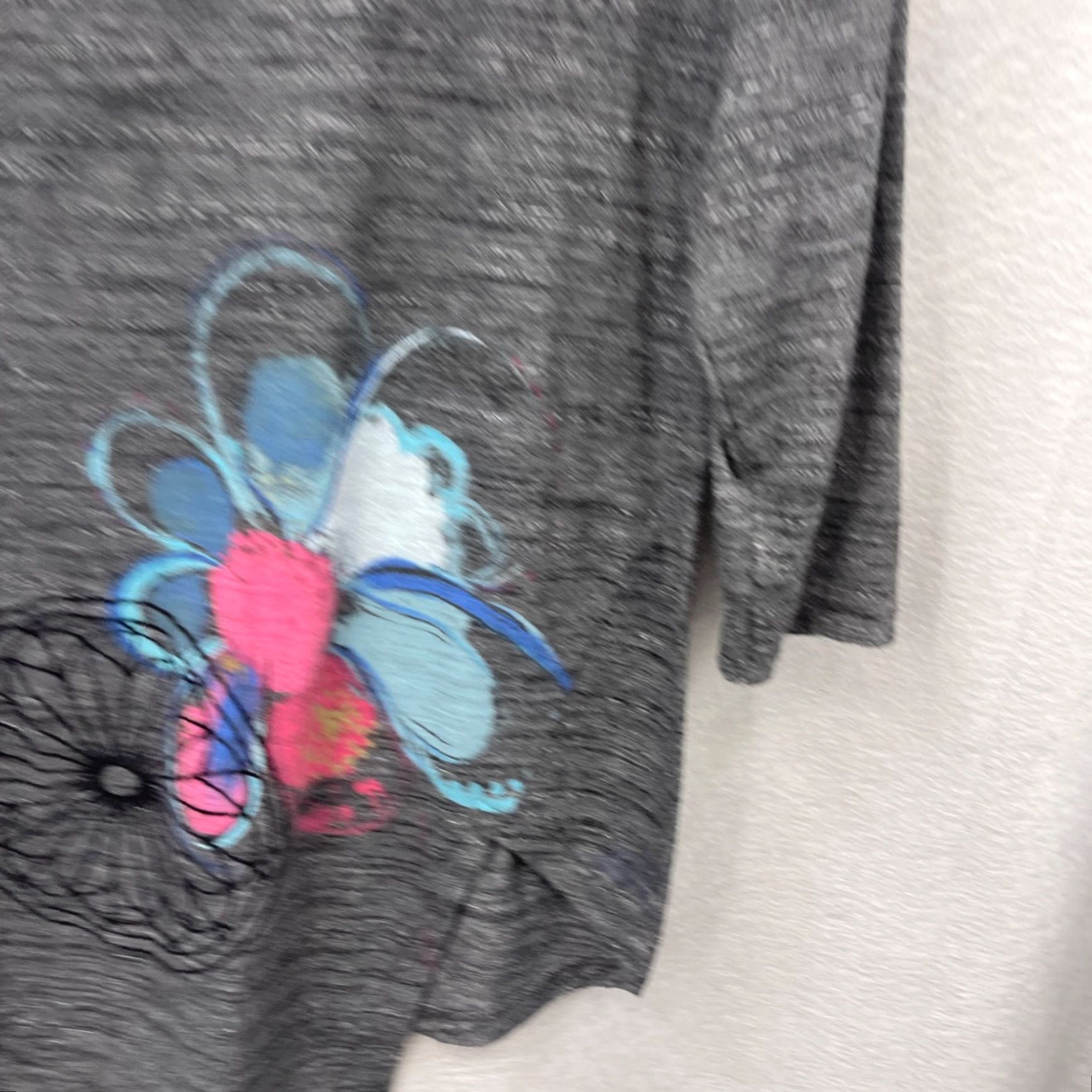 Desigual Desigual Floral Geometric Blouse Womens Small Gray Asymmetric 3/4 Sleeve Casual Top Size S / US 4 / IT 40 - 4 Thumbnail