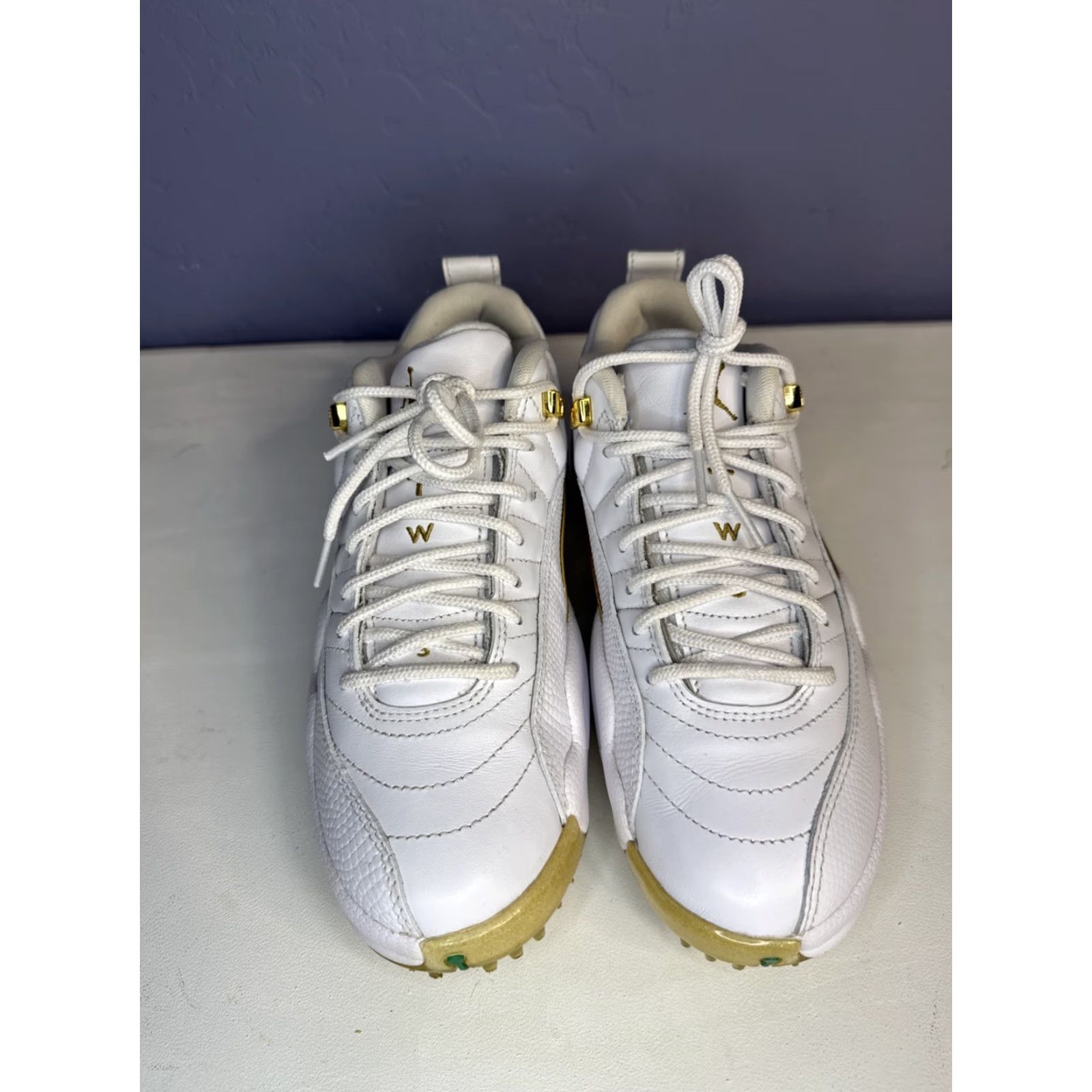 Jordan Brand Nike Air Jordan 12 Golf Low MASTERS EDITION White Gold Men’s Sz 6 XII Size US 8 / EU 41 - 5 Thumbnail