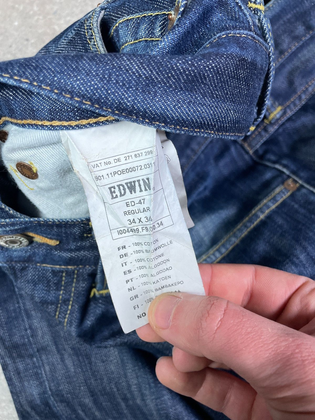 Edwin × Japanese Brand × Vintage Edwin ed 47 regular japanese denim jeans pants Size US 34 / EU 50 - 7 Thumbnail