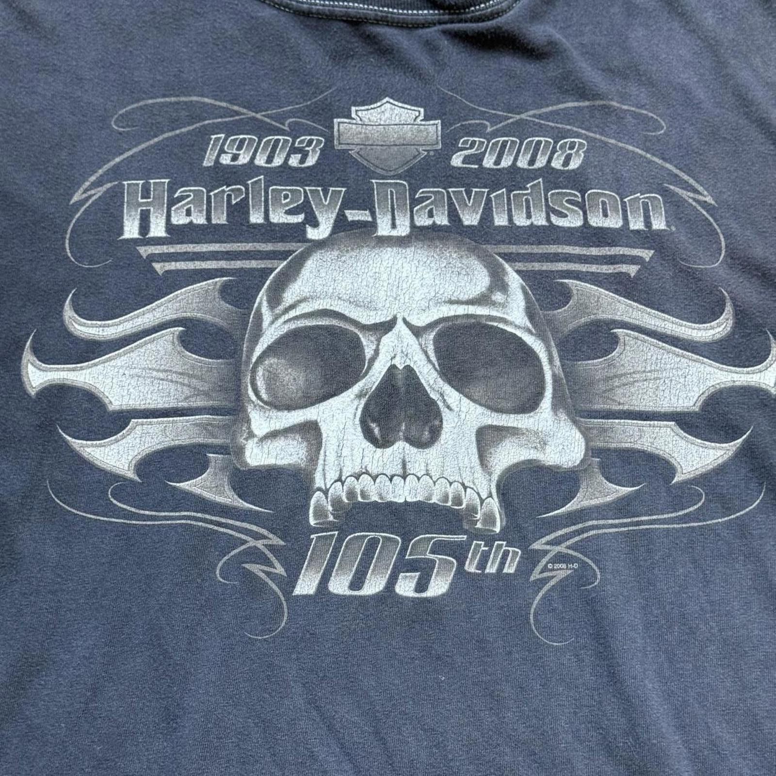 Harley Davidson Harley-Davidson 2008 “105th anniversary skull” Y2K T-shirt Size US XXL / EU 58 / 5 - 3 Thumbnail