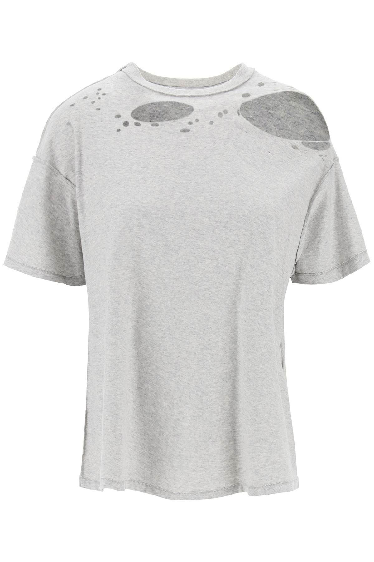 image of Interior NYC Mandy Destroyed-Effect T-Shirt in Grigio, Women's (Size Medium)