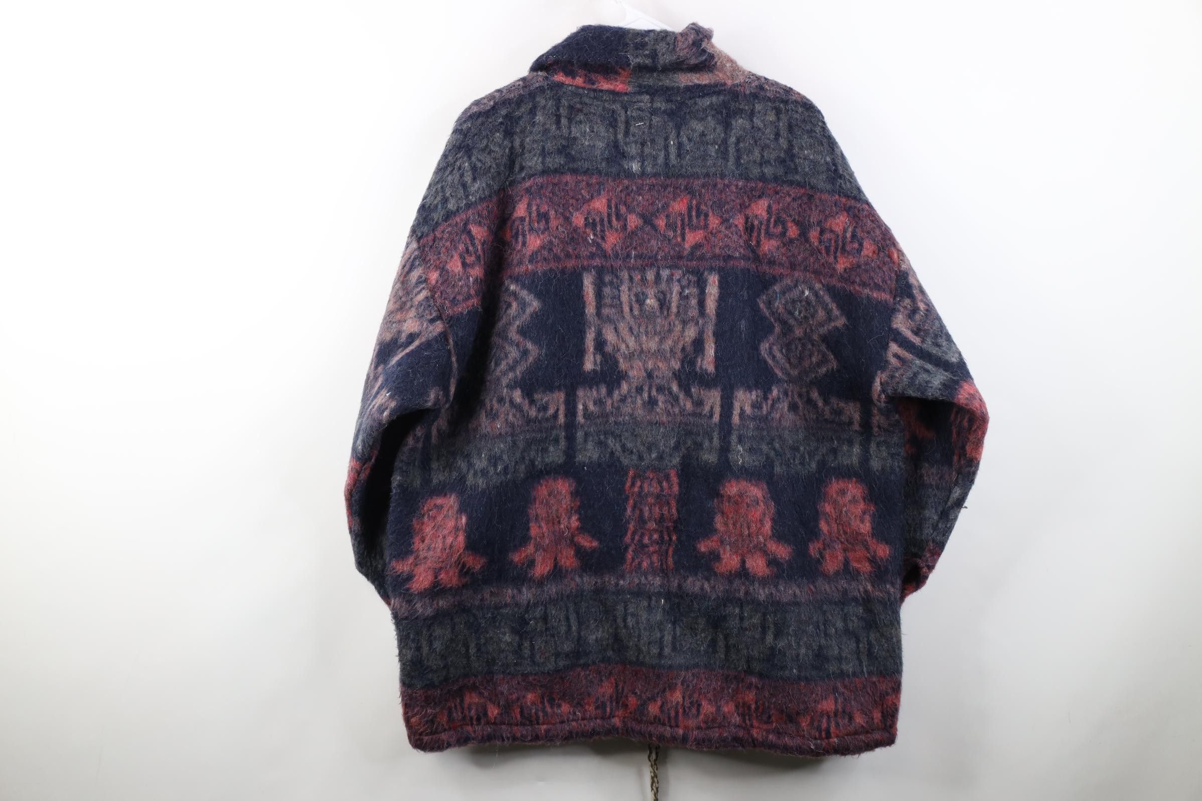 Vintage Vintage 90s Streetwear Geometric Wool Button Jacket Size US L / EU 52-54 / 3 - 12 Thumbnail