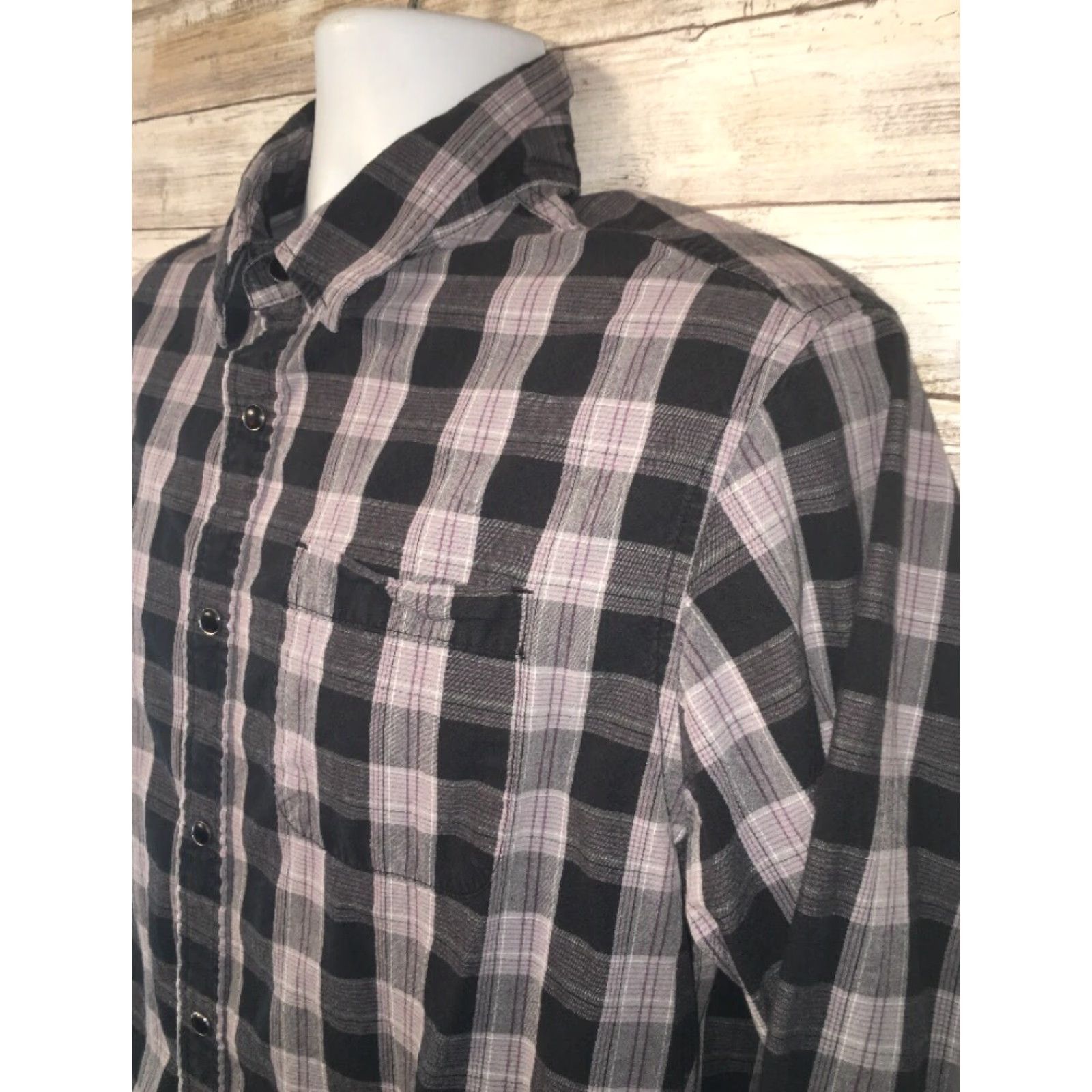 Prana prAna Mens Black Gray Plaid Snap Button Front Long Sleeve Shirt Size M Size US M / EU 48-50 / 2 - 2 Thumbnail