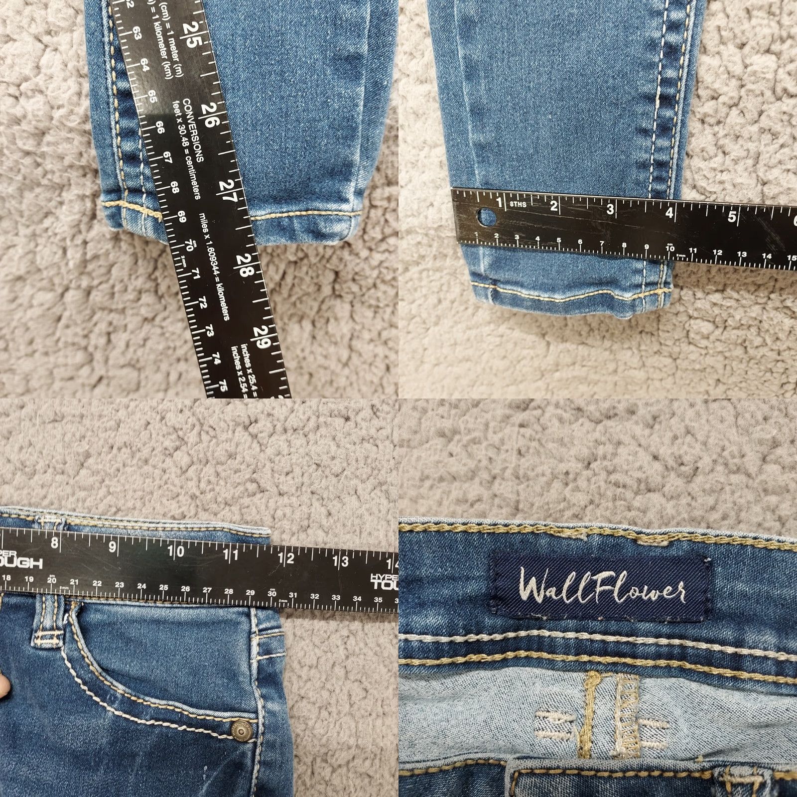 Vintage WALLFLOWER Jeans Women's Size 1 Reg Skinny 23x28 Blue Denim Slim 5-Pocket Capris California Beach City Flower Pattern Size 25" / US 0 / IT 36 - 8 Thumbnail