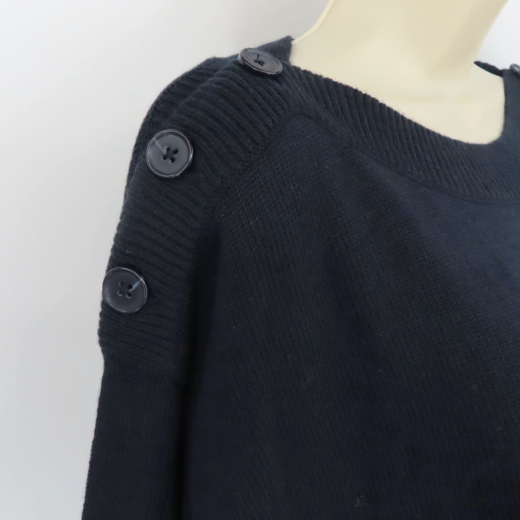 Joie Joie Women Small Solid Blue Boat Neck Button Tight Knit Pullover Sweater Shirt Size S / US 4 / IT 40 - 3 Thumbnail