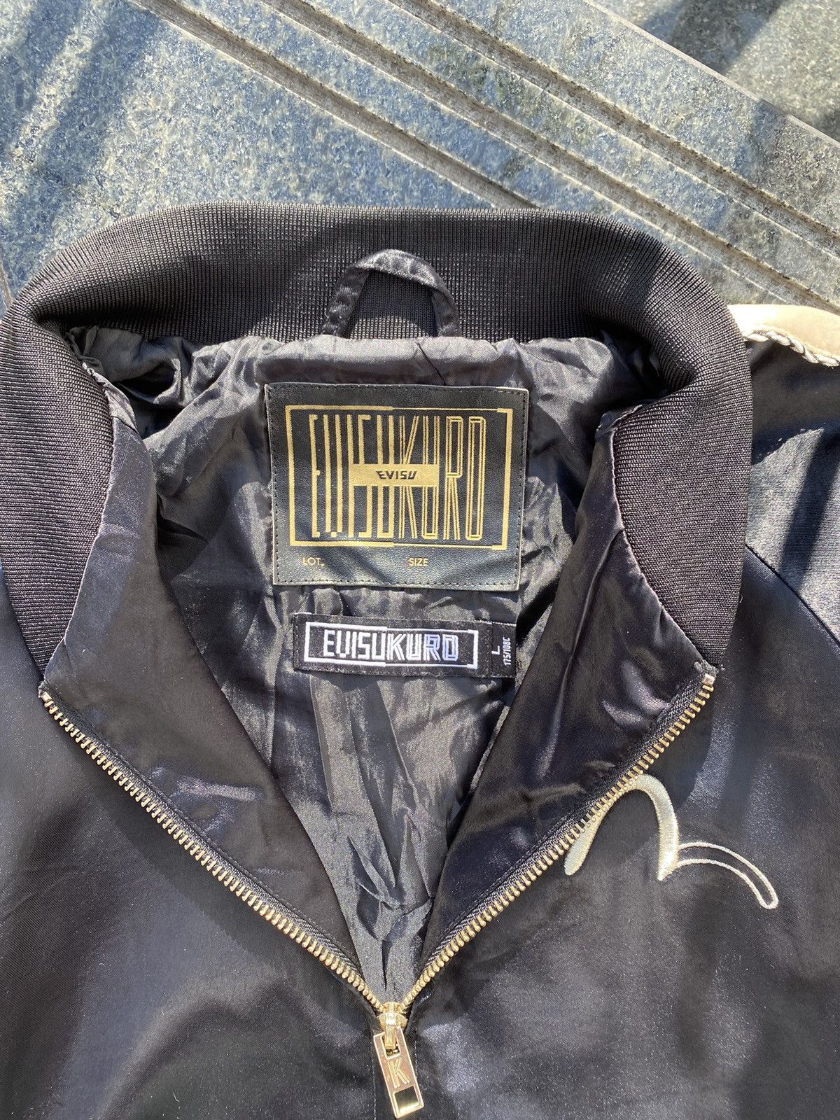 Evisu × Vintage 90’s EVISUKURO Y2K JAPAN RARE BIG LOGO LIGHT BOMBER JACKET Size US L / EU 52-54 / 3 - 6 Thumbnail
