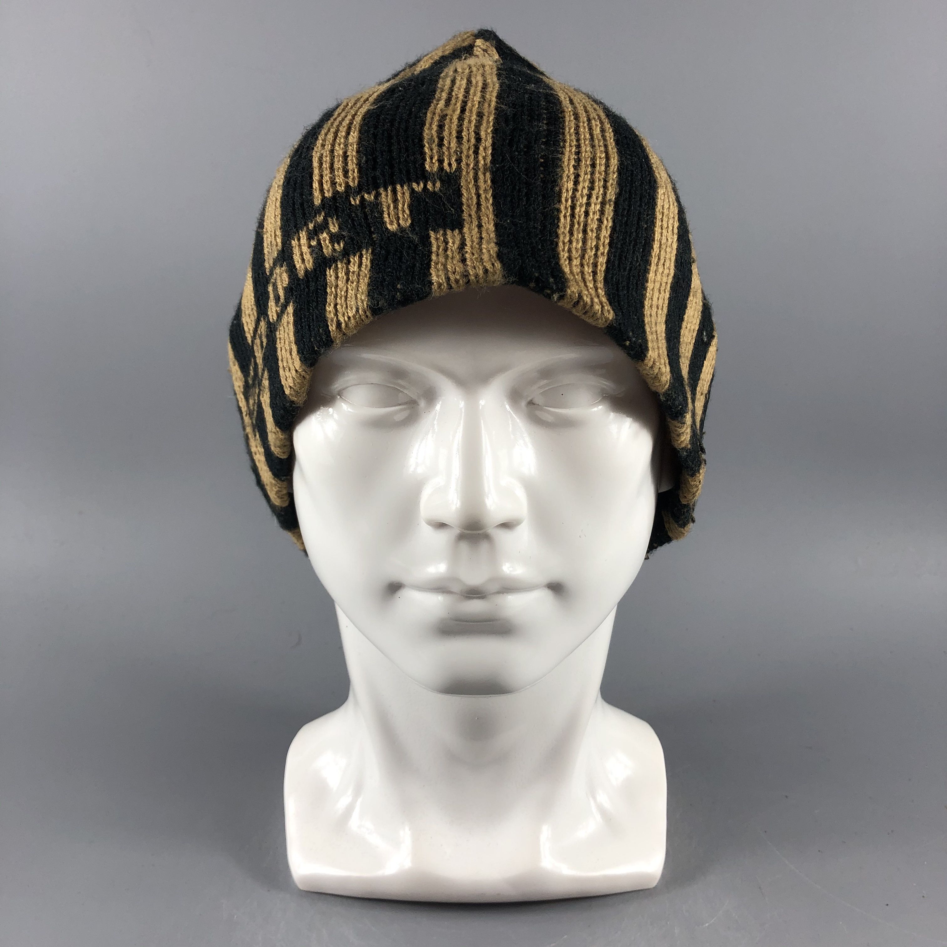 image of Vintage Hats Stripe Beanie Sportwear Snow Hat Snow Cap B1289, Men's