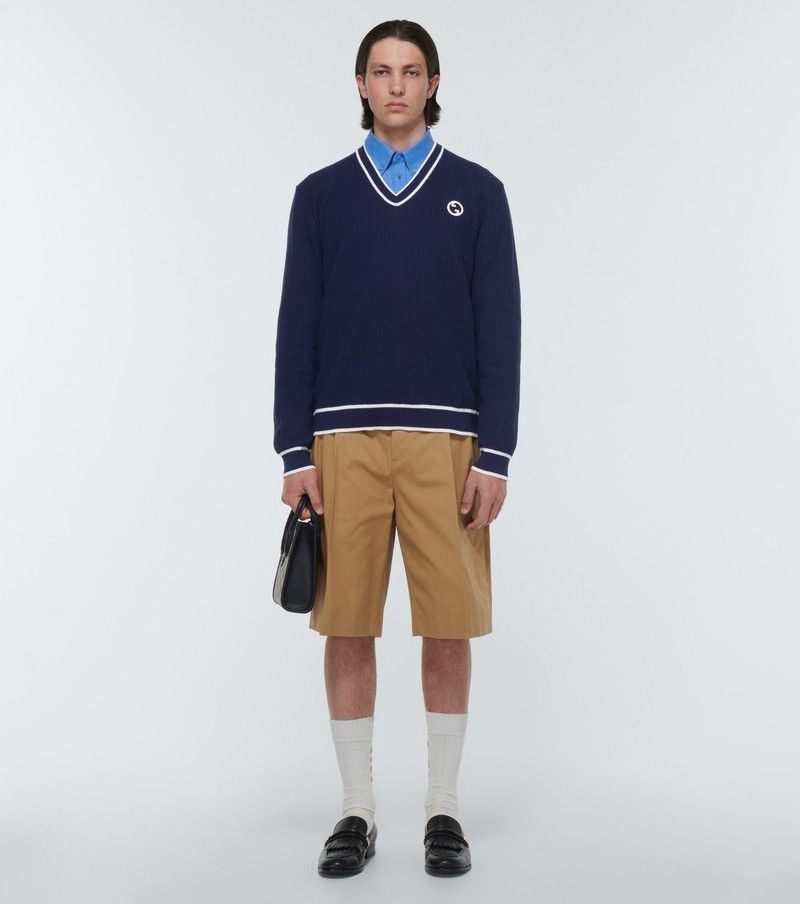 Gucci SS23 Gucci GG Logo Cotton Wool V-neck Sweater Mens Size US S / EU 44-46 / 1 - 2 Thumbnail