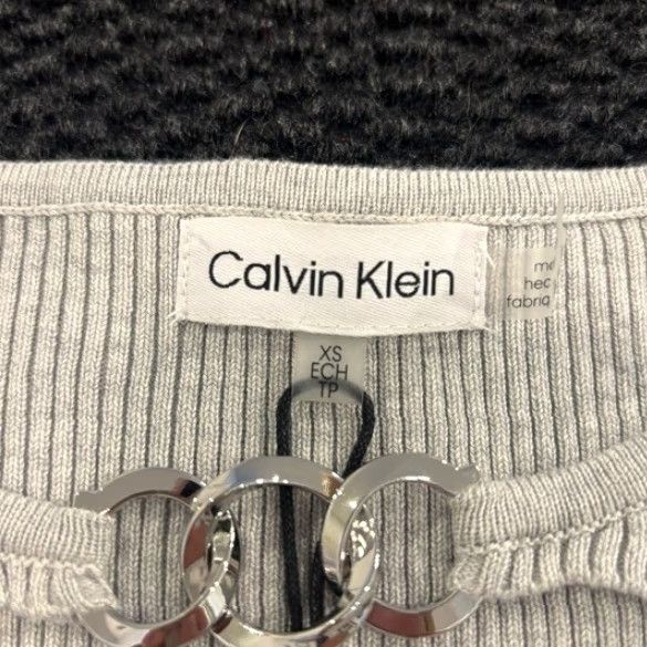 Calvin Klein Calvin Klein Ribbed Cutout Long Sleeve Top Sweatshirt Gray Women's XS NWT Size XS / US 0-2 / IT 36-38 - 2 Thumbnail