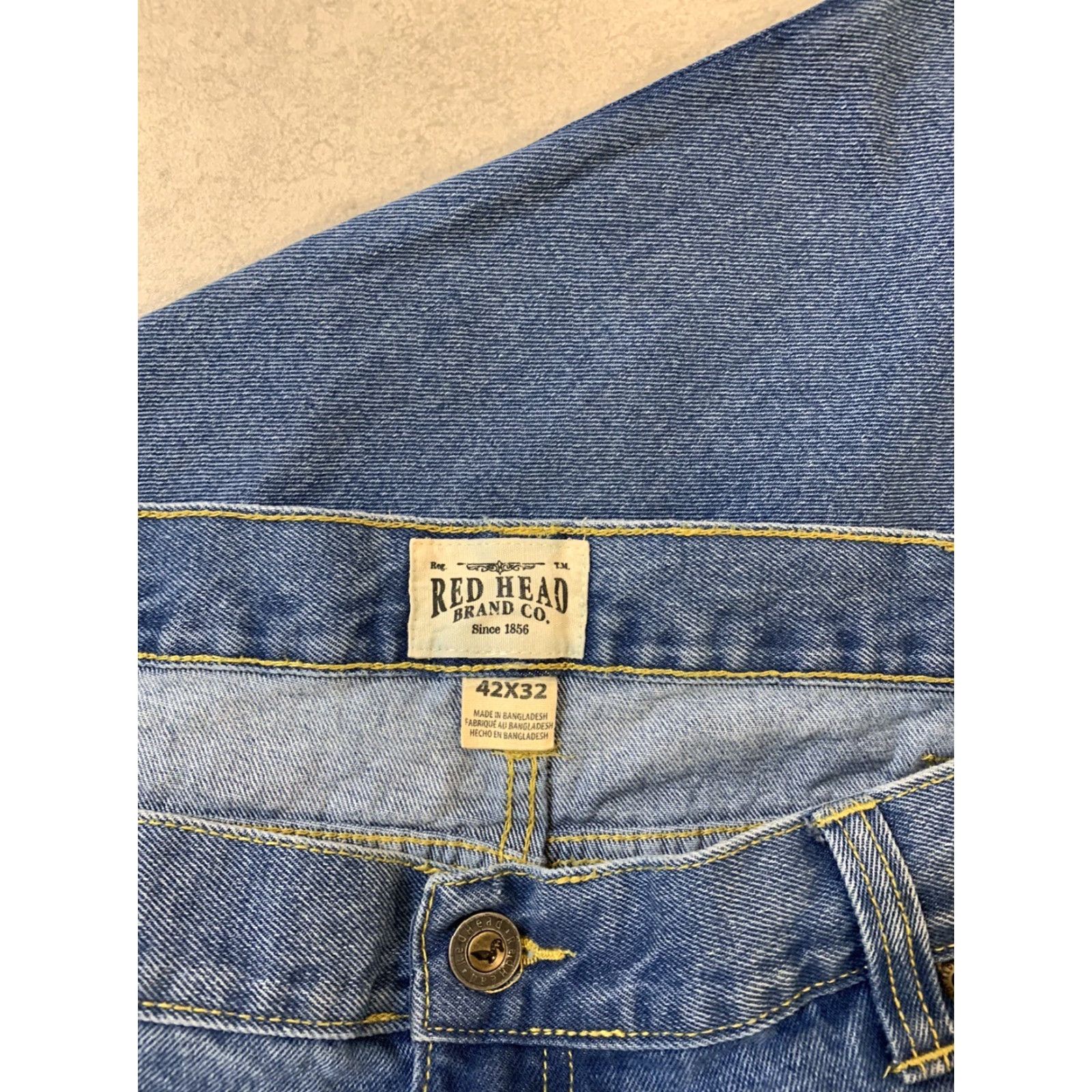 Denime RedHead Jeans Men's 42X32 Denim 100% Cotton Straight Light Wash Blue Jeans 5-Pocket Regular Inseam 32 in Vintage: No Size US 42 / EU 58 - 5 Thumbnail