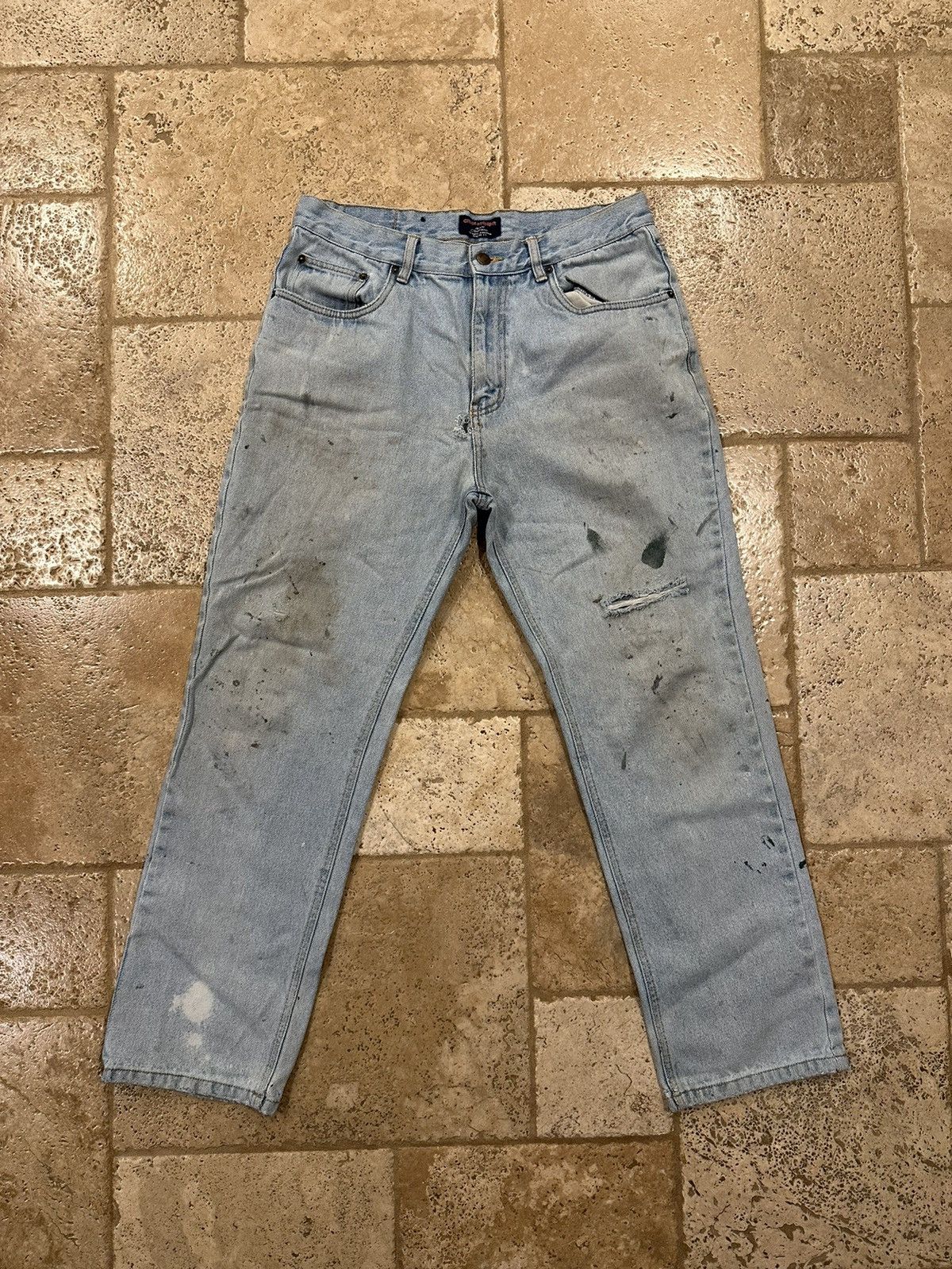 Vintage Vintage Cross & Winsor Painter Light Wash Blue Denim Jeans Size US 34 / EU 50 - 1 Thumbnail