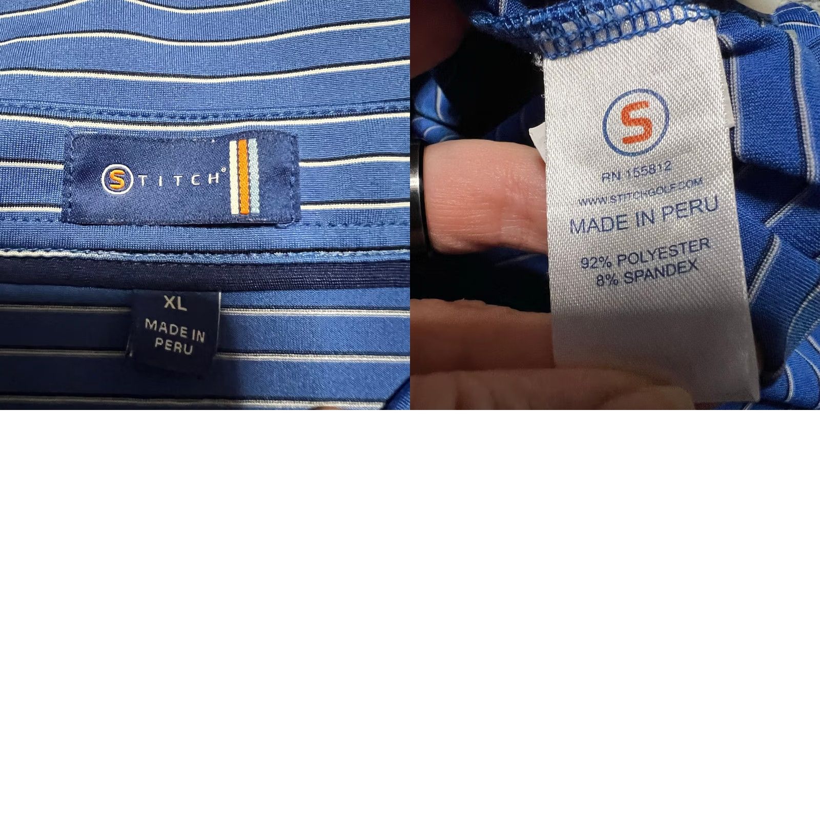 Vintage Stitch Polo Shirt Mens XL Blue Striped Performance Golf Size US XL / EU 56 / 4 - 8 Thumbnail