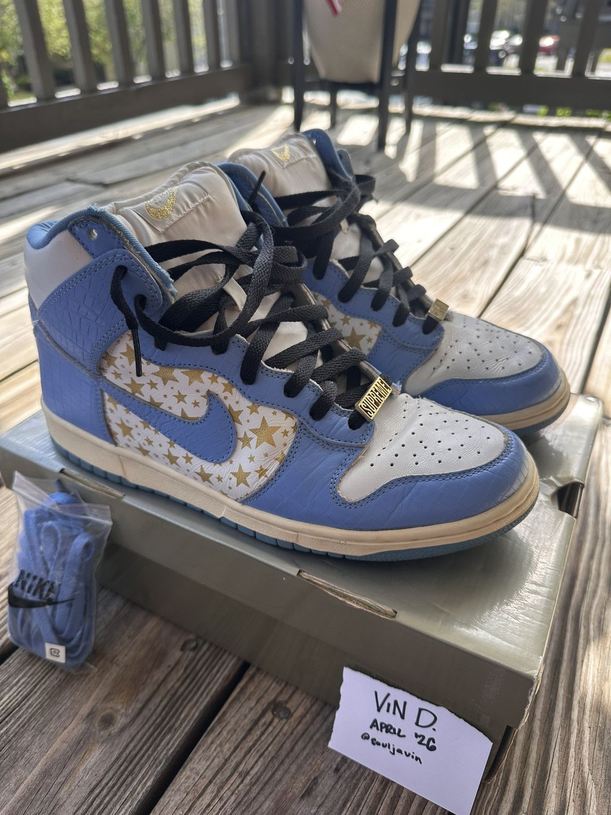 Nike × Supreme 2003 Dunk High SB “Blue Stars” Size 10.5 Size US 10.5 / EU 43-44 - 2 Thumbnail